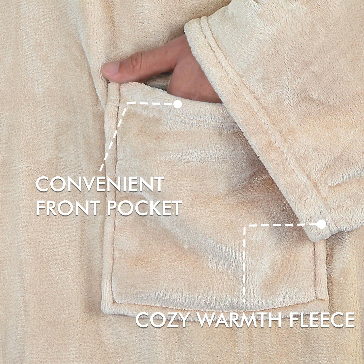 Manta Portátil Tirrinia Unisex Latte, Forro Polar con Mangas