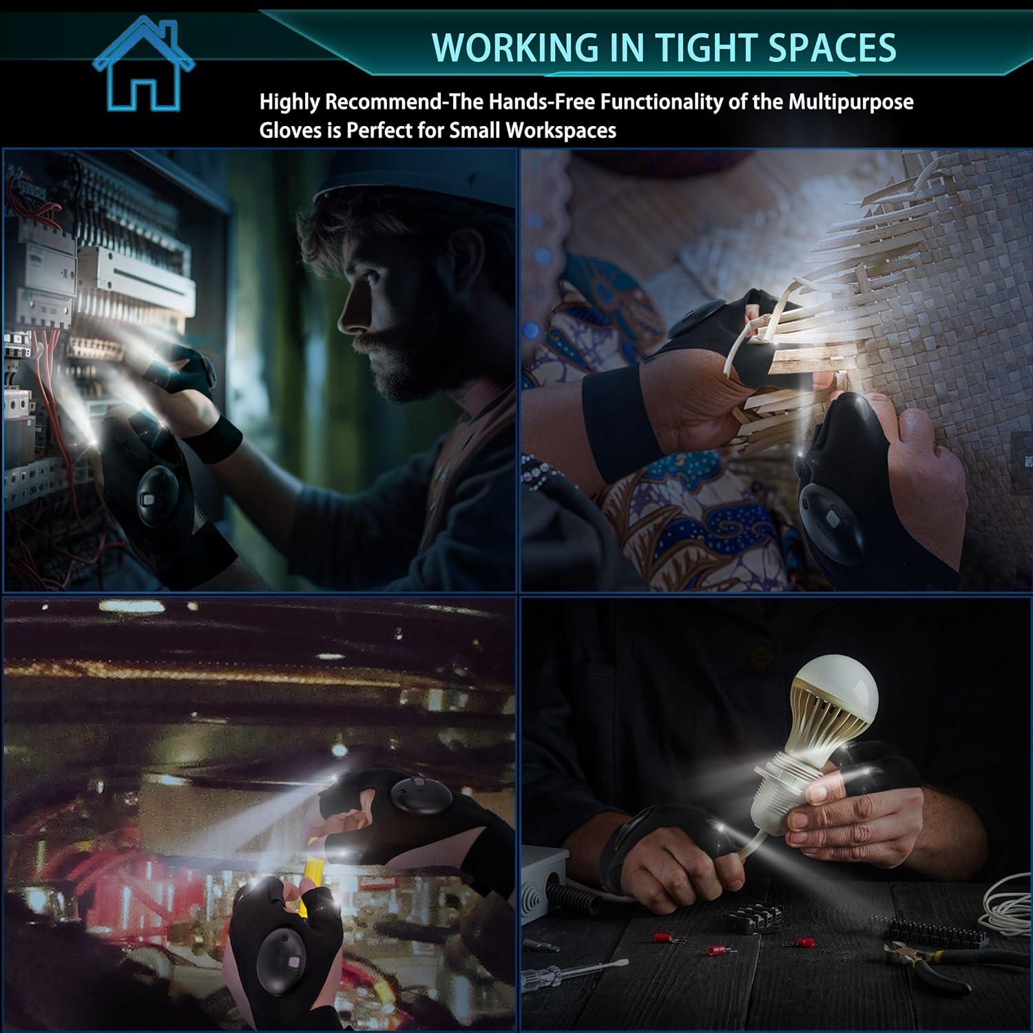 Guantes de Linterna LED LUCDNC para Hombres - Regalo Único