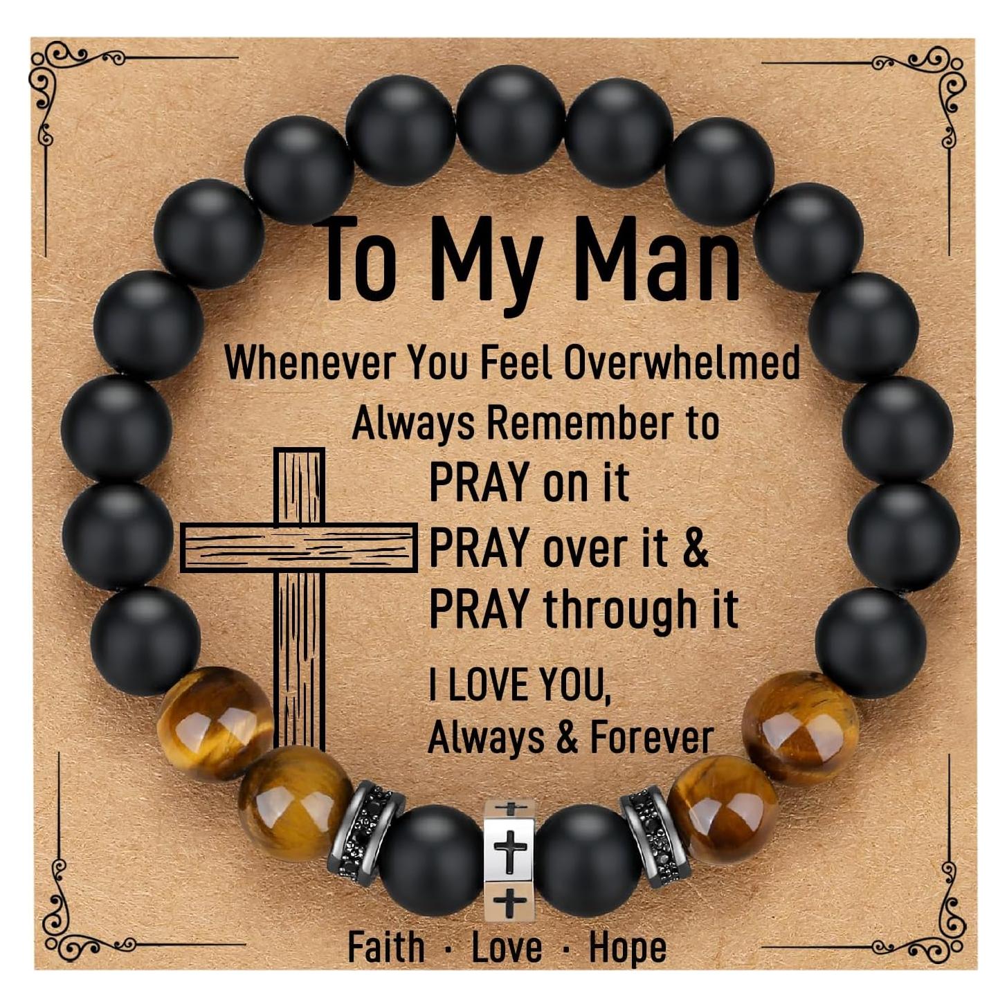 Pulsera Cruz de Gemas Naturales TONY & SANDY 20.32 cm