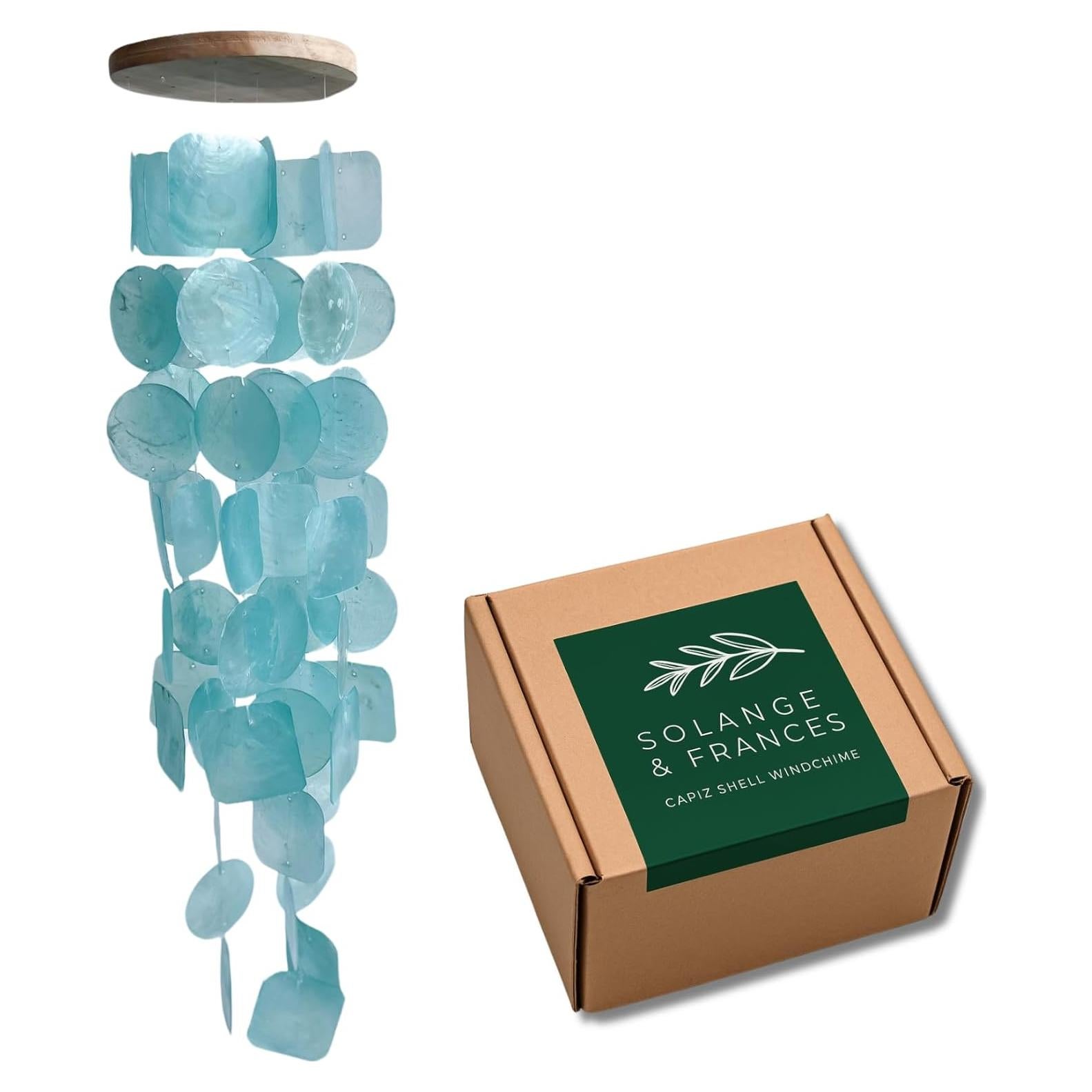 Campana de Viento Capiz Solange & Frances 66cm Turquesa