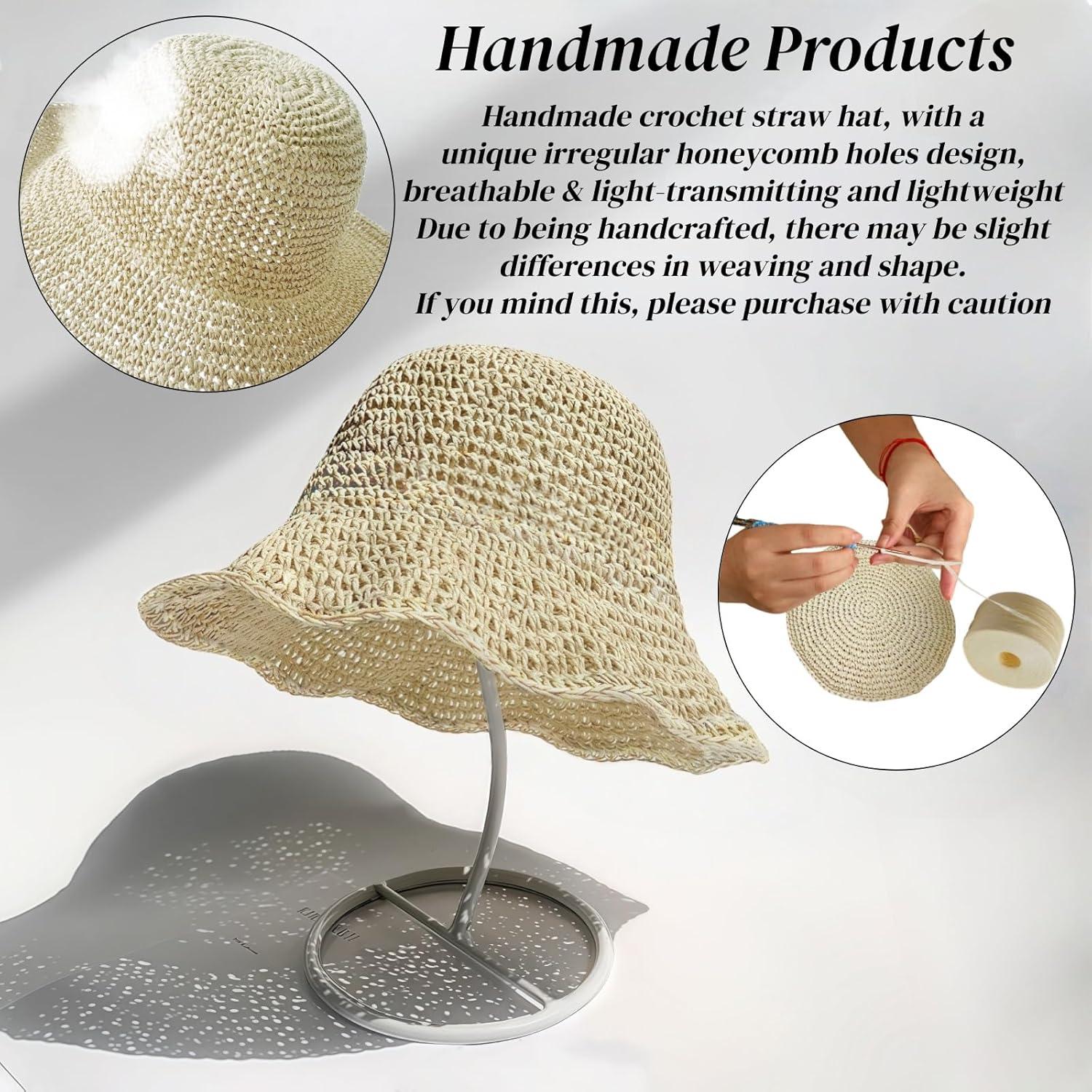 Sombrero de Paja Plegable para Mujeres Askljeby - Ala Ancha Beige