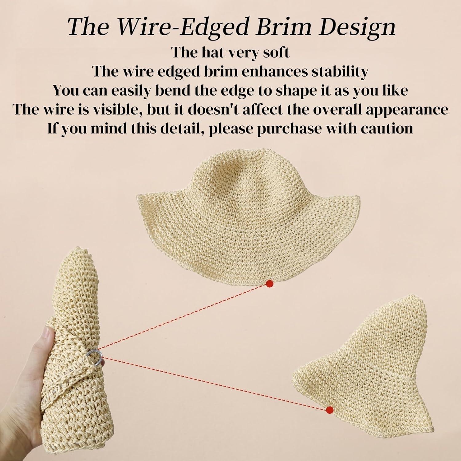 Sombrero de Paja Plegable para Mujeres Askljeby - Ala Ancha Beige