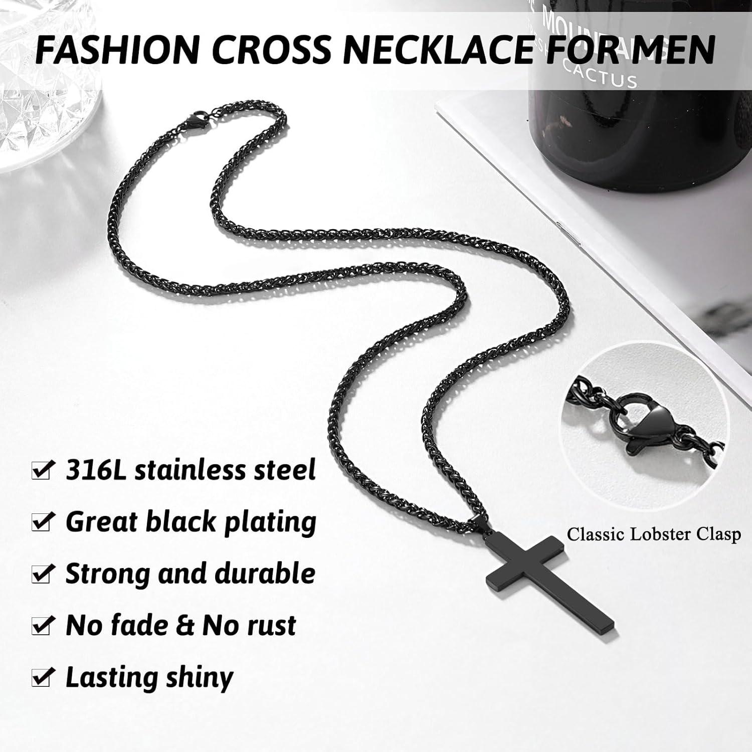 Collar Cruz PINKDODO para Hombres 61cm Acero Inoxidable