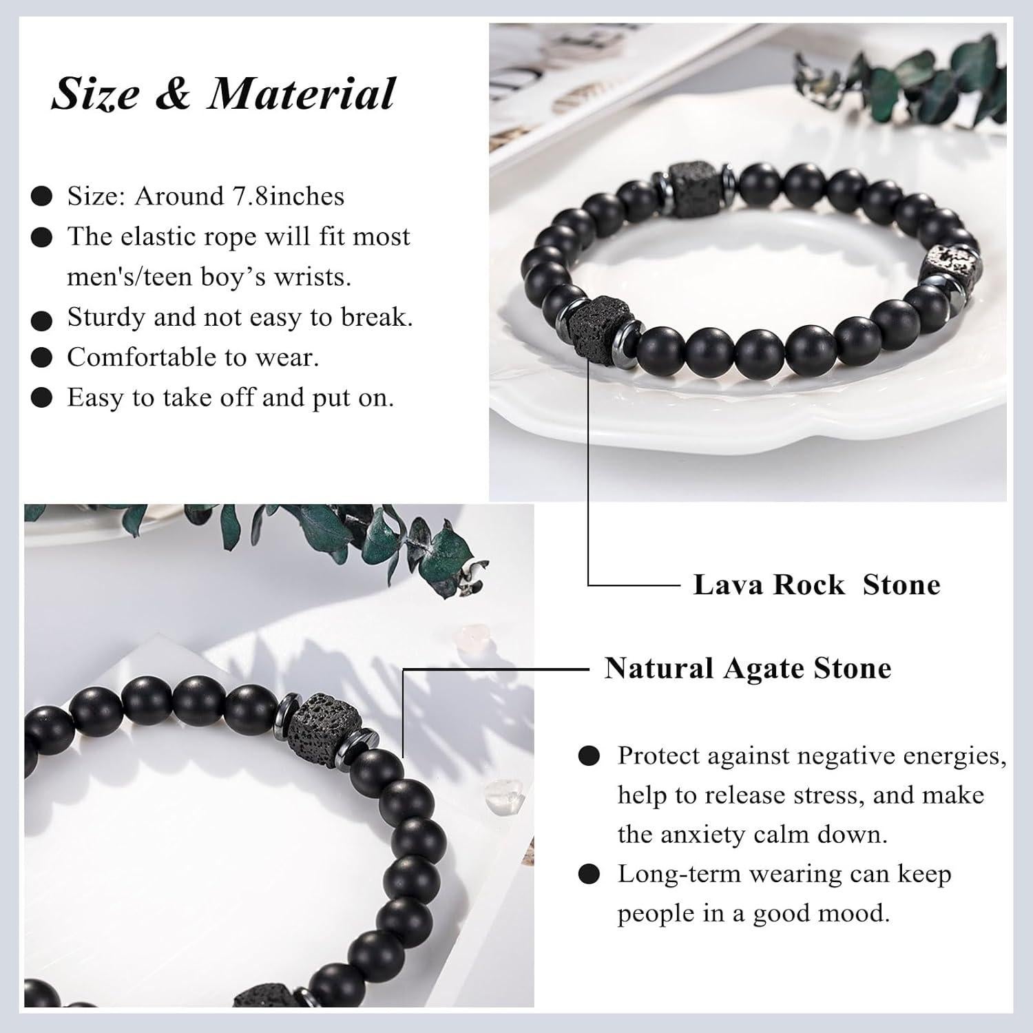 Pulsera de Cuerda Elástica para Hombre - UPROMI - 19.05 cm