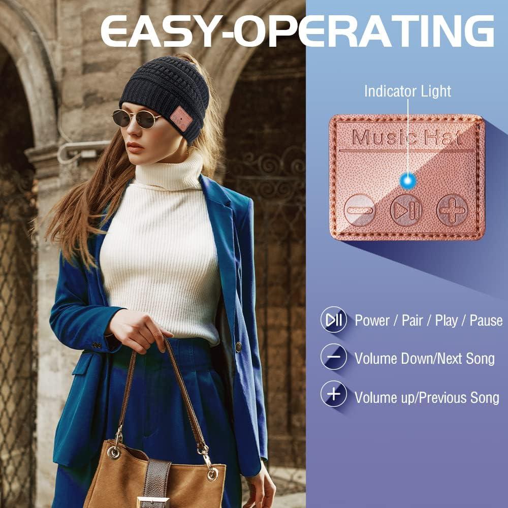 Gorro Bluetooth HIGHEVER a Rayas para Mujeres - Invierno 100% Lavable