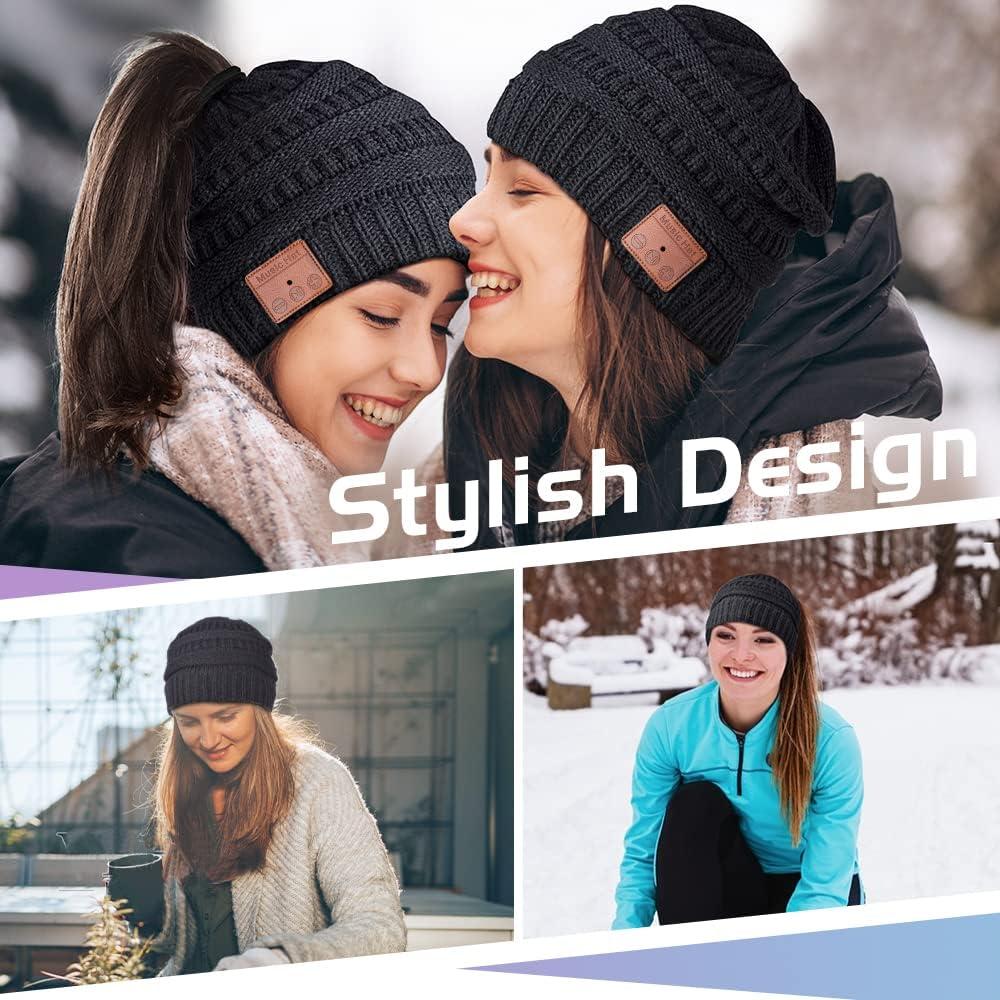 Gorro Bluetooth HIGHEVER a Rayas para Mujeres - Invierno 100% Lavable