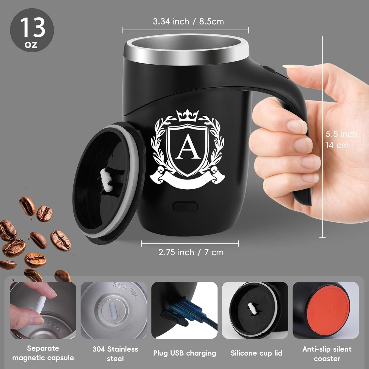 Taza de Café Automática MNZZ con Agitación Magnética 430g