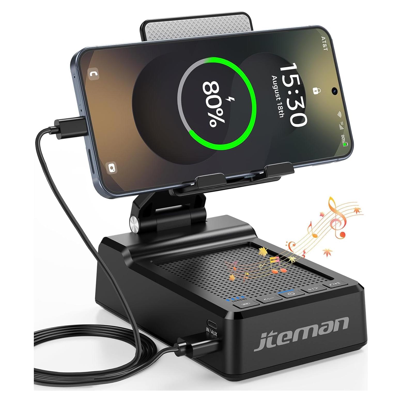 Soporte Ajustable para Teléfono Móvil JTEMAN con Altavoz Bluetooth y Carga