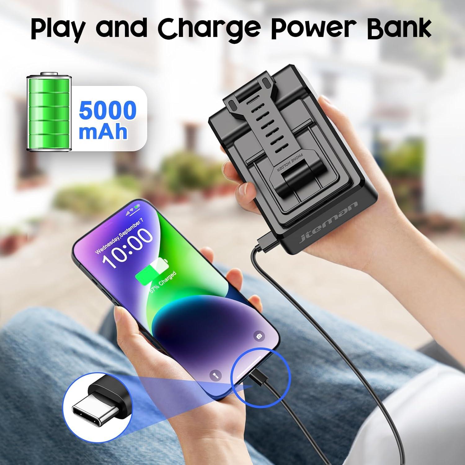 Soporte Ajustable para Teléfono Móvil JTEMAN con Altavoz Bluetooth y Carga