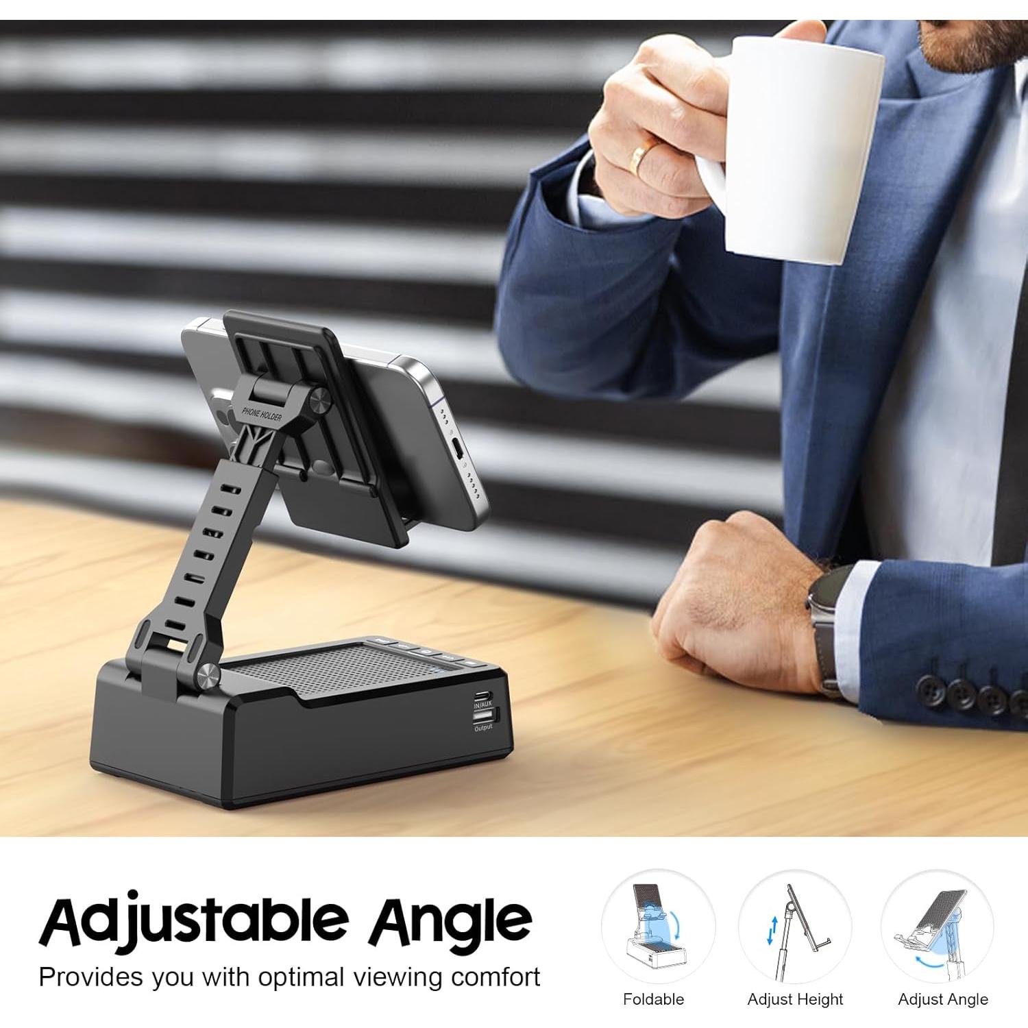 Soporte Ajustable para Teléfono Móvil JTEMAN con Altavoz Bluetooth y Carga