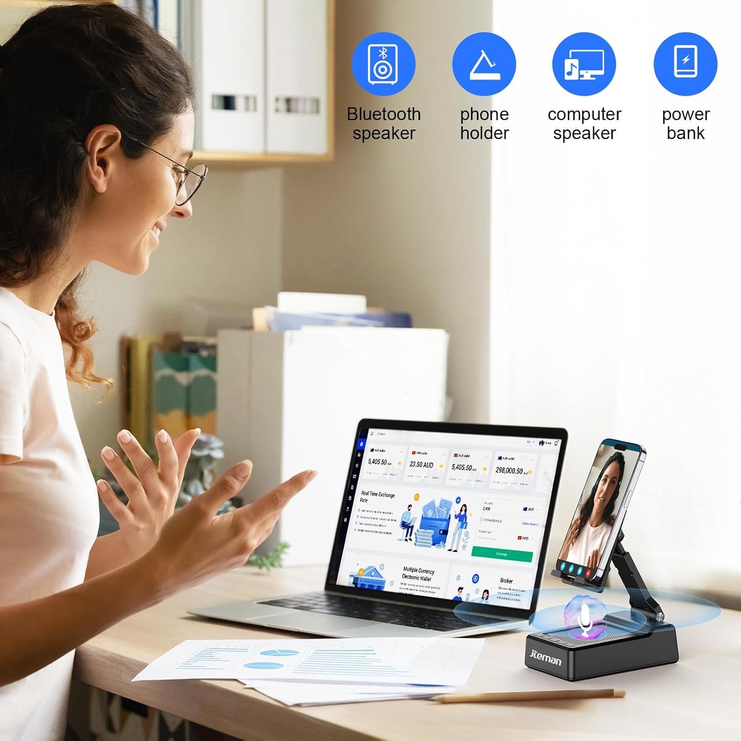 Soporte Ajustable para Teléfono Móvil JTEMAN con Altavoz Bluetooth y Carga