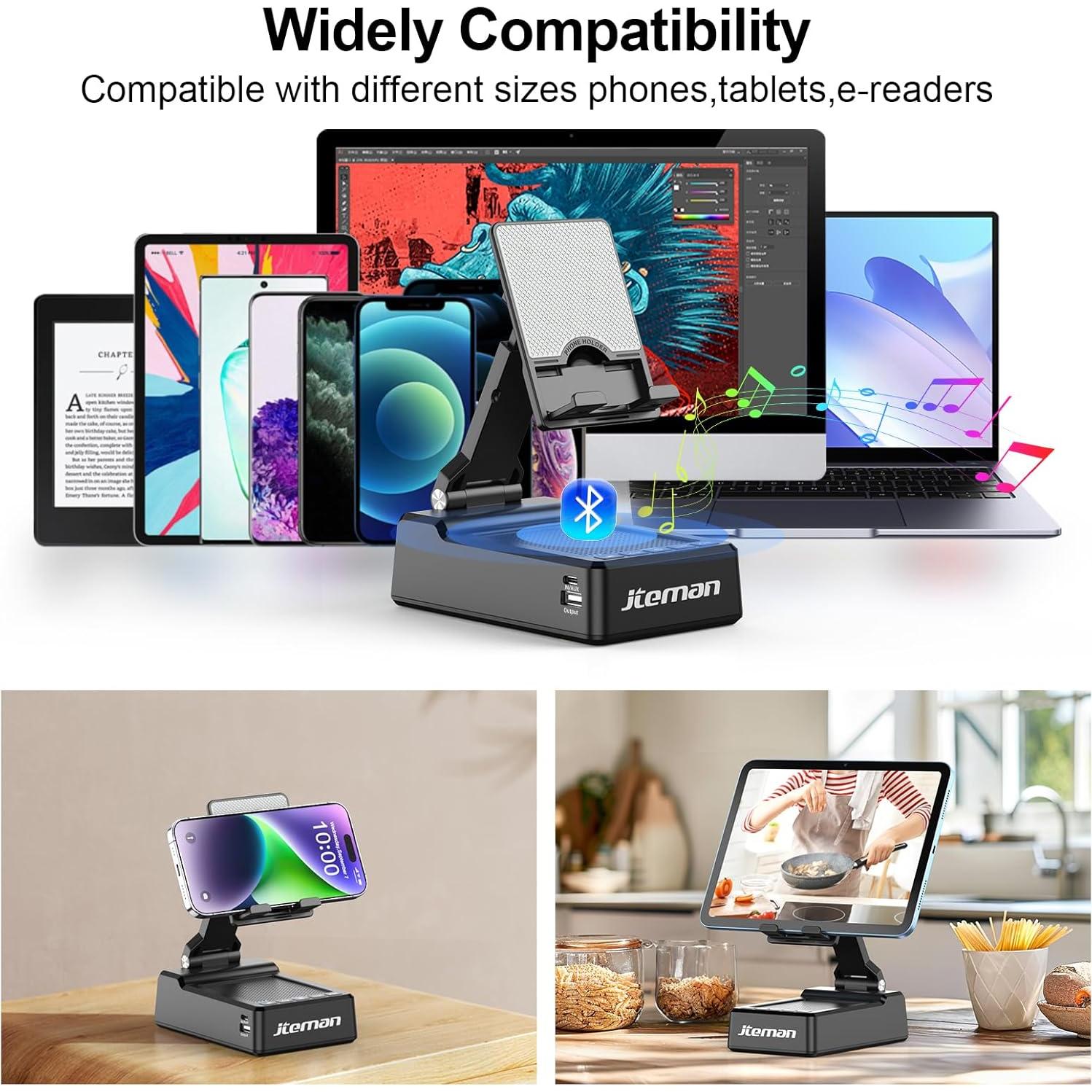 Soporte Ajustable para Teléfono Móvil JTEMAN con Altavoz Bluetooth y Carga