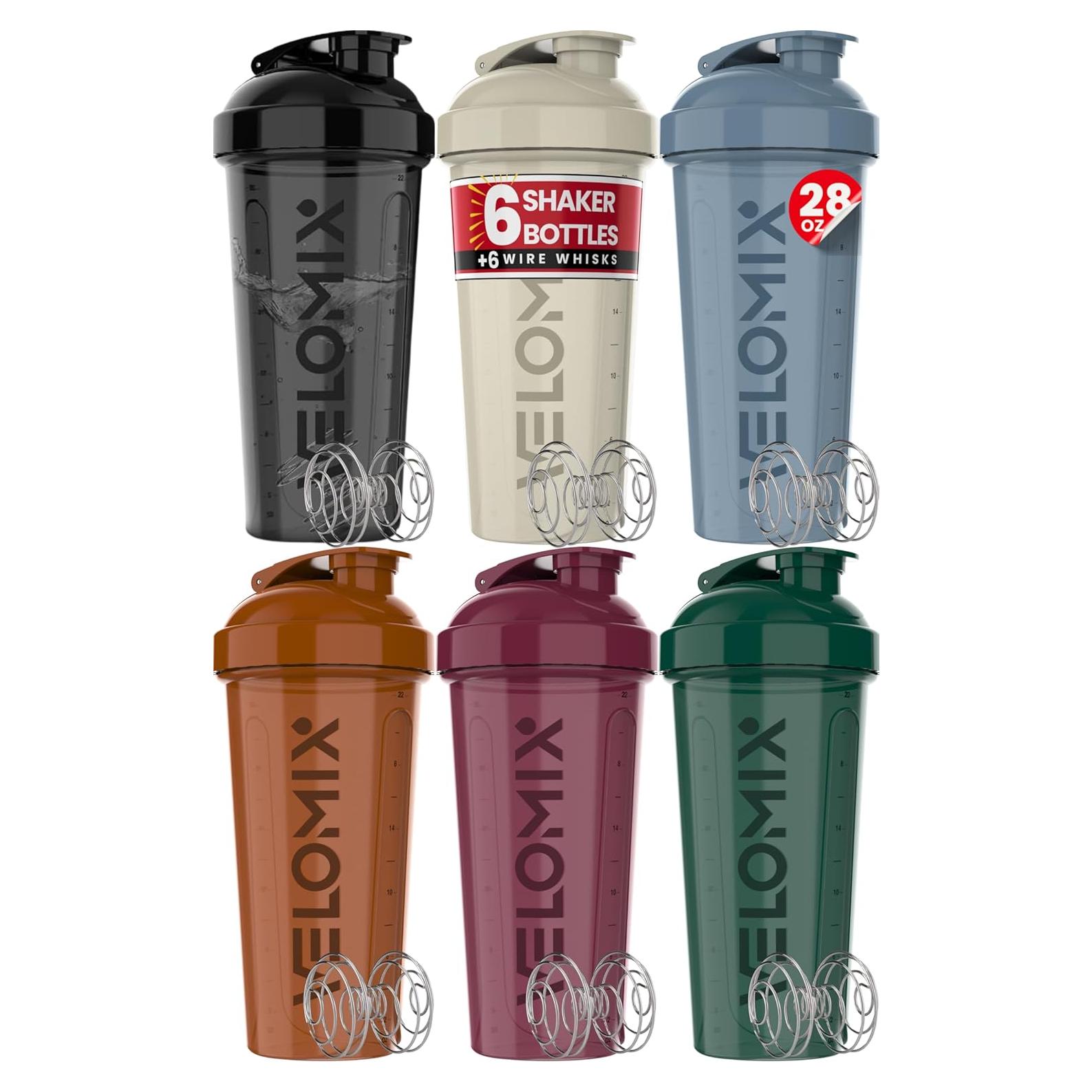 Pack 6 Botellas Mezcladoras de Proteína VELMIX 826ml a Prueba de Fugas