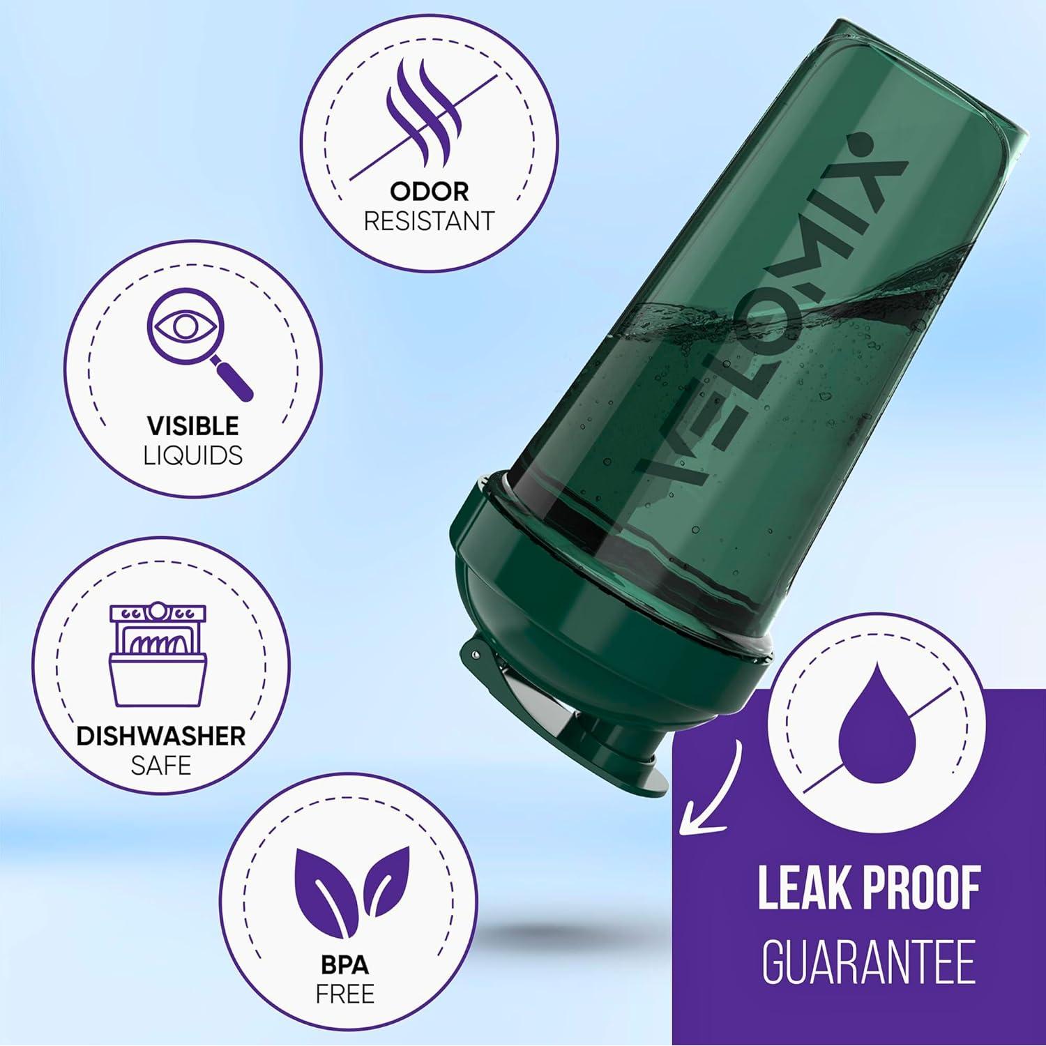 Pack 6 Botellas Mezcladoras de Proteína VELMIX 826ml a Prueba de Fugas