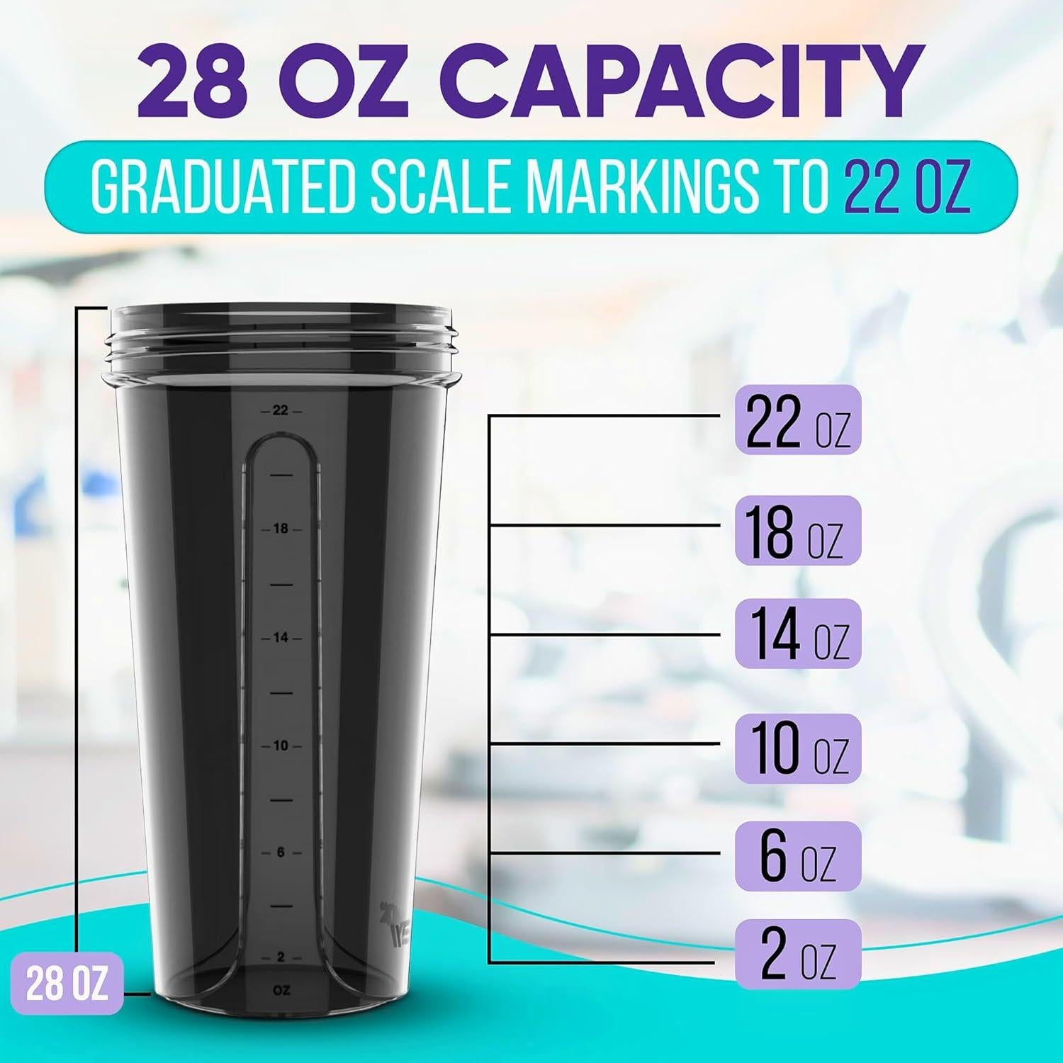 Pack 6 Botellas Mezcladoras de Proteína VELMIX 826ml a Prueba de Fugas