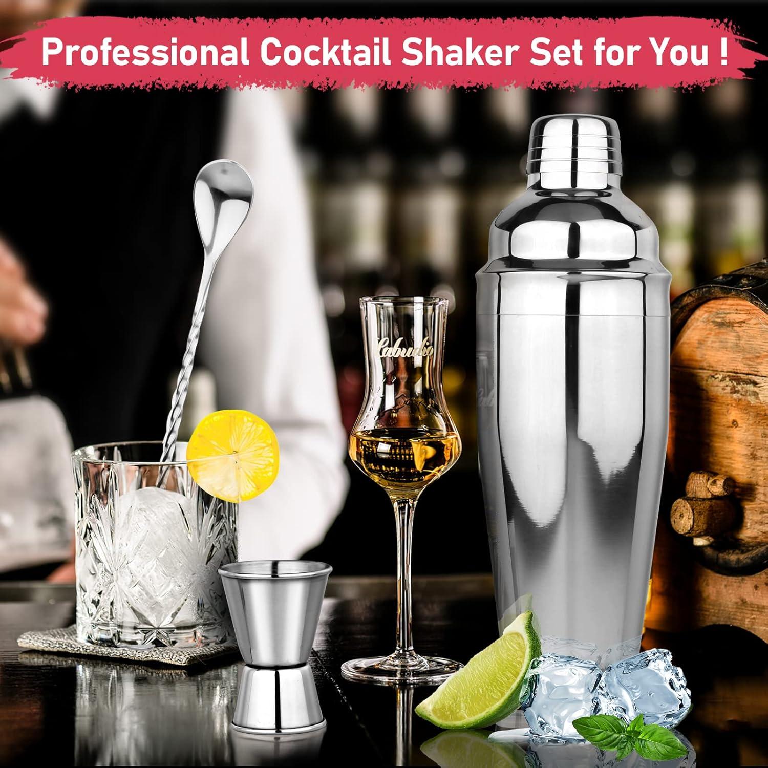 Set de Shaker de Cóctel 750ml Mawisek 3 Piezas Acero Inoxidable