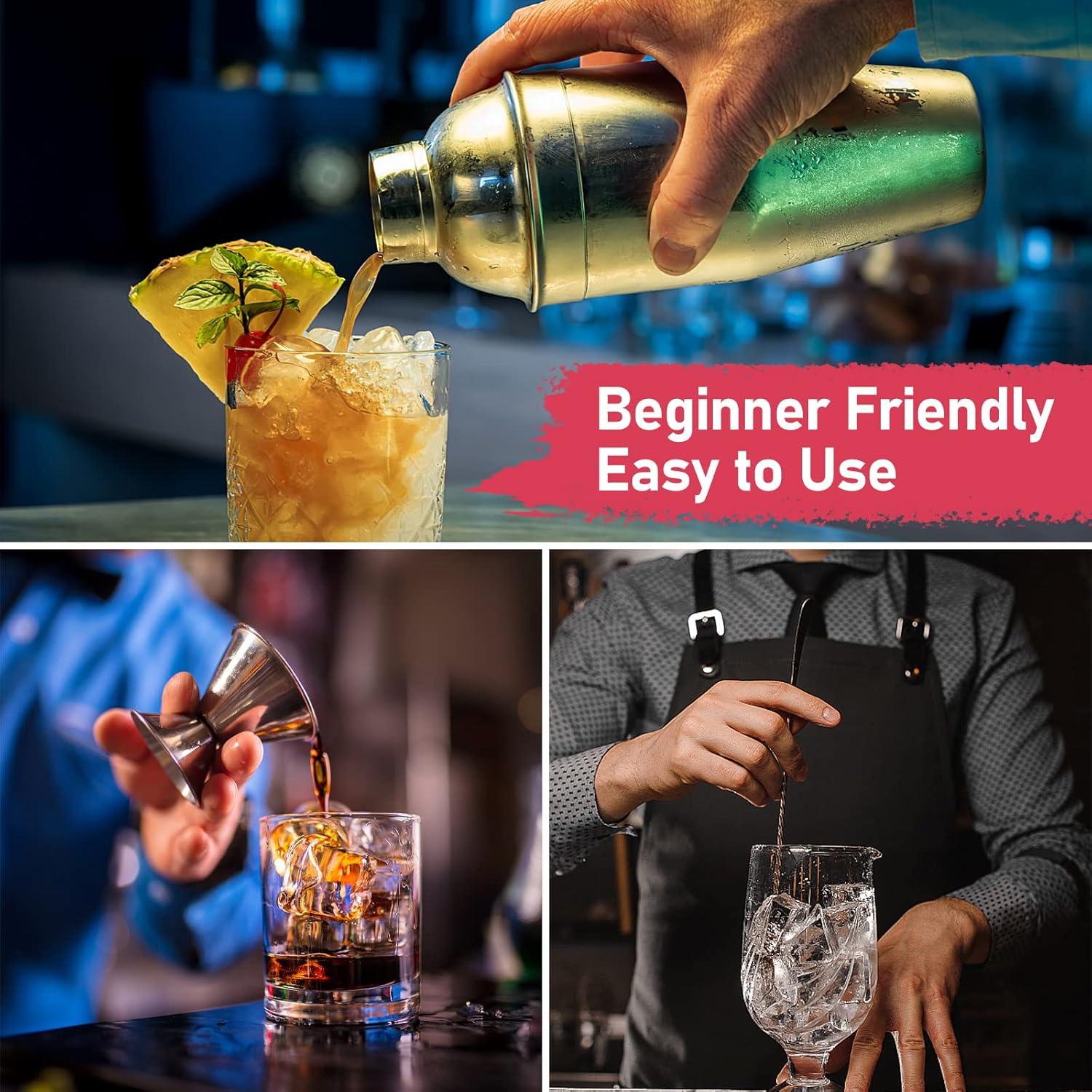 Set de Shaker de Cóctel 750ml Mawisek 3 Piezas Acero Inoxidable