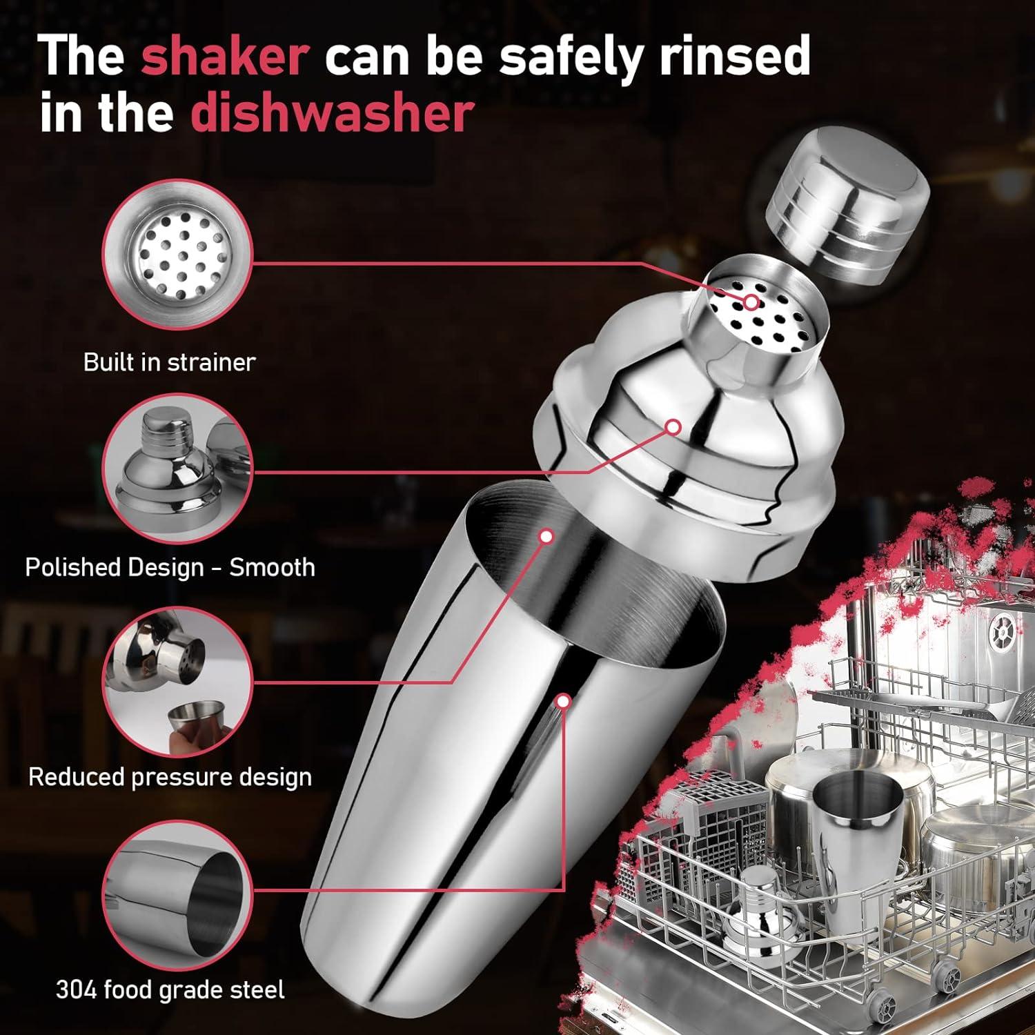 Set de Shaker de Cóctel 750ml Mawisek 3 Piezas Acero Inoxidable