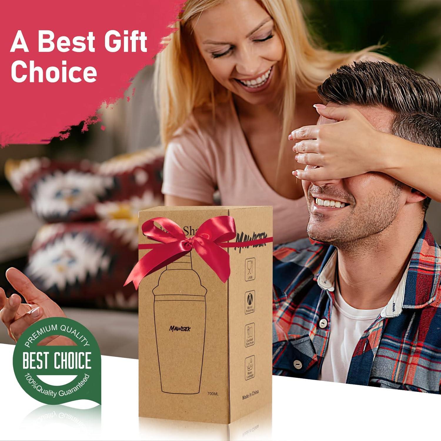 Set de Shaker de Cóctel 750ml Mawisek 3 Piezas Acero Inoxidable