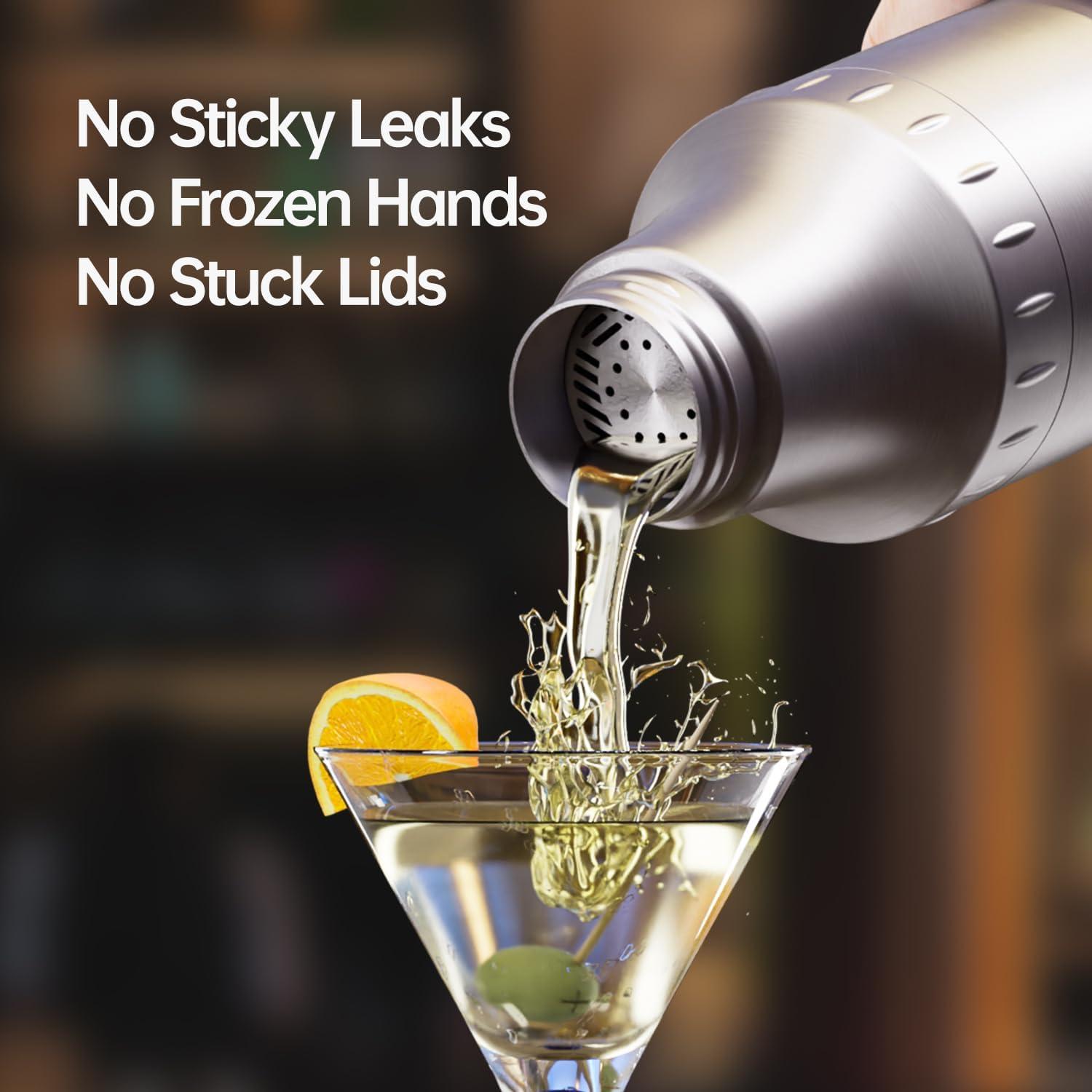 Juego de Coctelera Híbrida Magcheer 30 oz Acero Inoxidable Plata