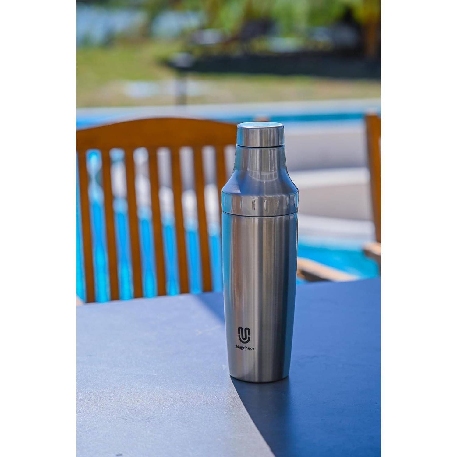 Juego de Coctelera Híbrida Magcheer 30 oz Acero Inoxidable Plata