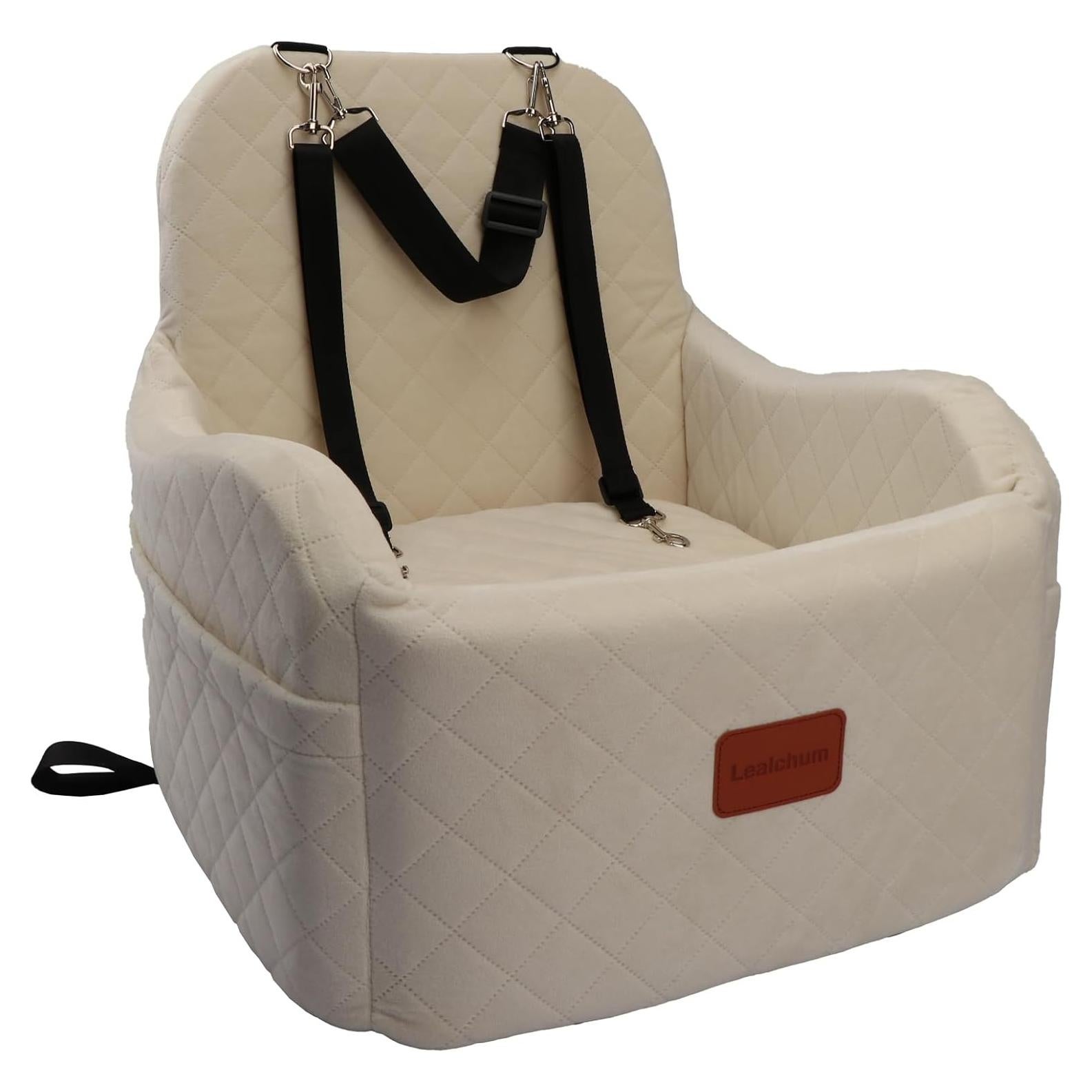 Asiento Elevador para Perros Lealchum Mediano Beige con Seguridad
