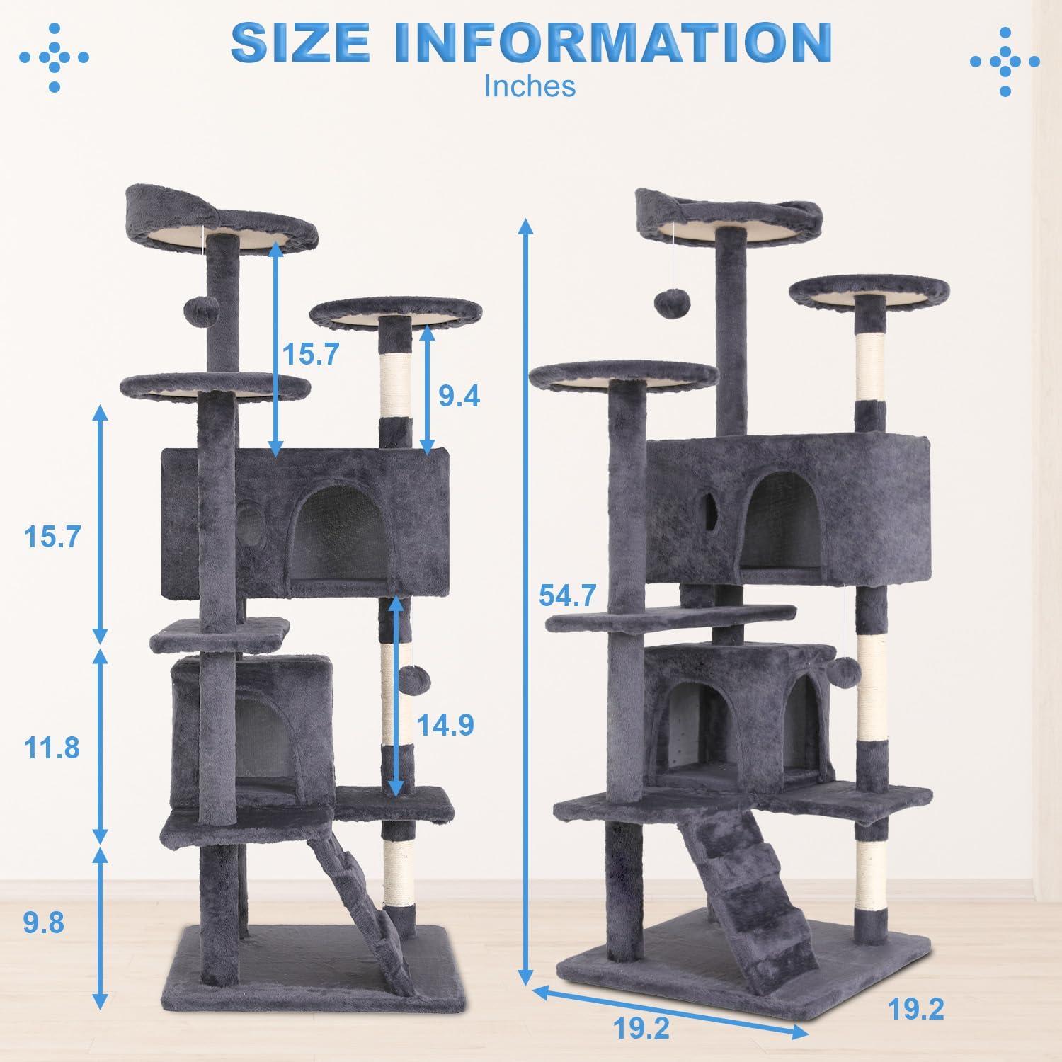 Árbol para Gatos FDW 137cm Gris Torre Multi-Nivel Rascador