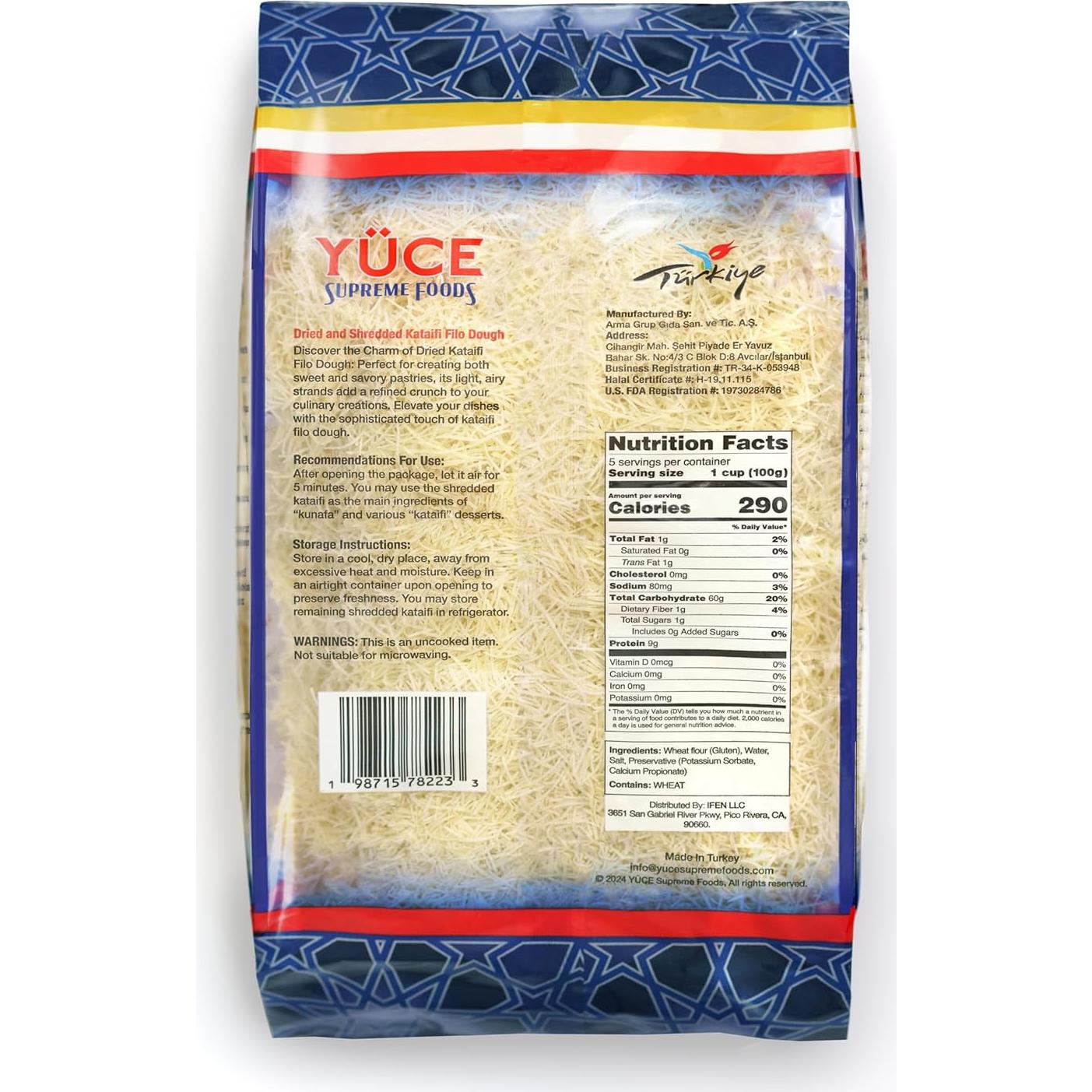 Masa Fillo Rallada YÜCE Supreme Foods 500g - Vegana y Halal