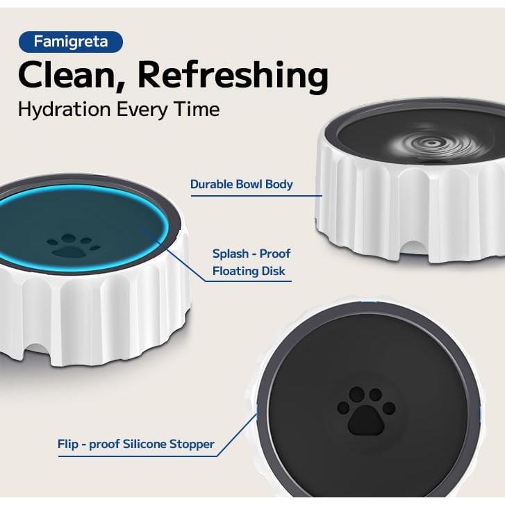 Cuenco de Agua Antideslizante Famigreta 2L para Perros y Gatos