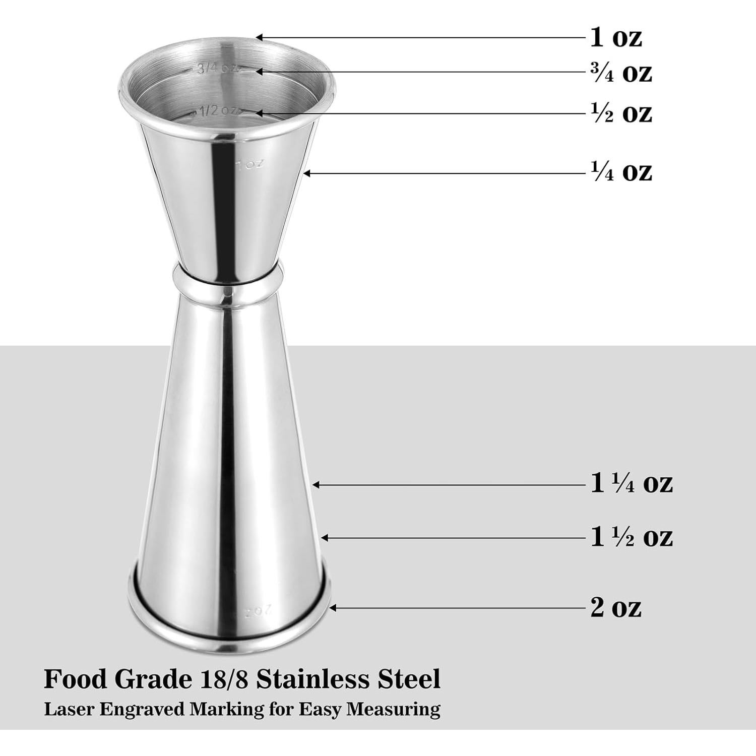 Shaker de cóctel BARsics 24 oz acero inoxidable con jigger y cuchara