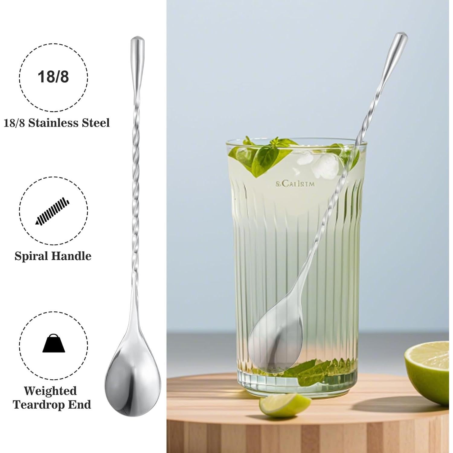 Shaker de cóctel BARsics 24 oz acero inoxidable con jigger y cuchara