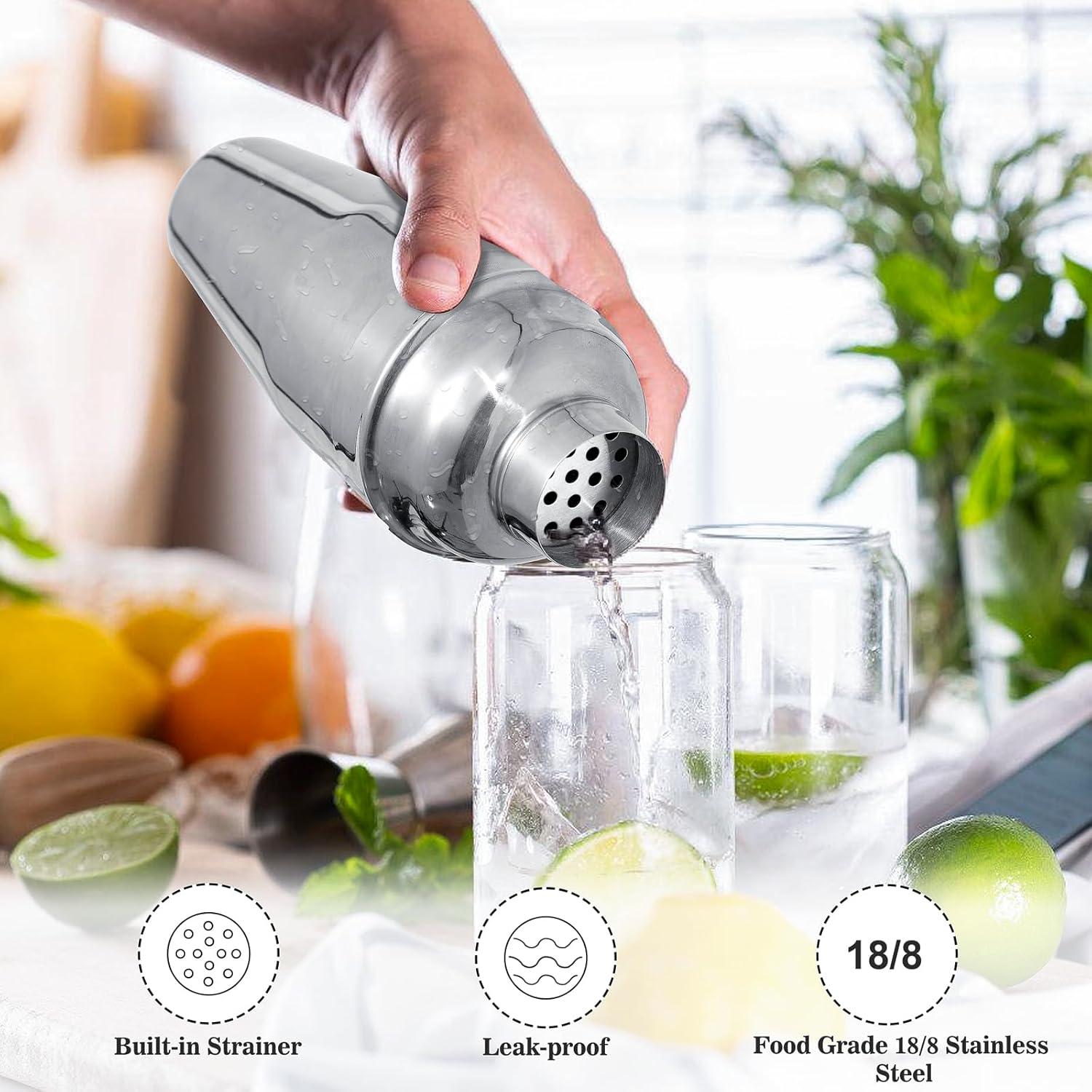 Shaker de cóctel BARsics 24 oz acero inoxidable con jigger y cuchara