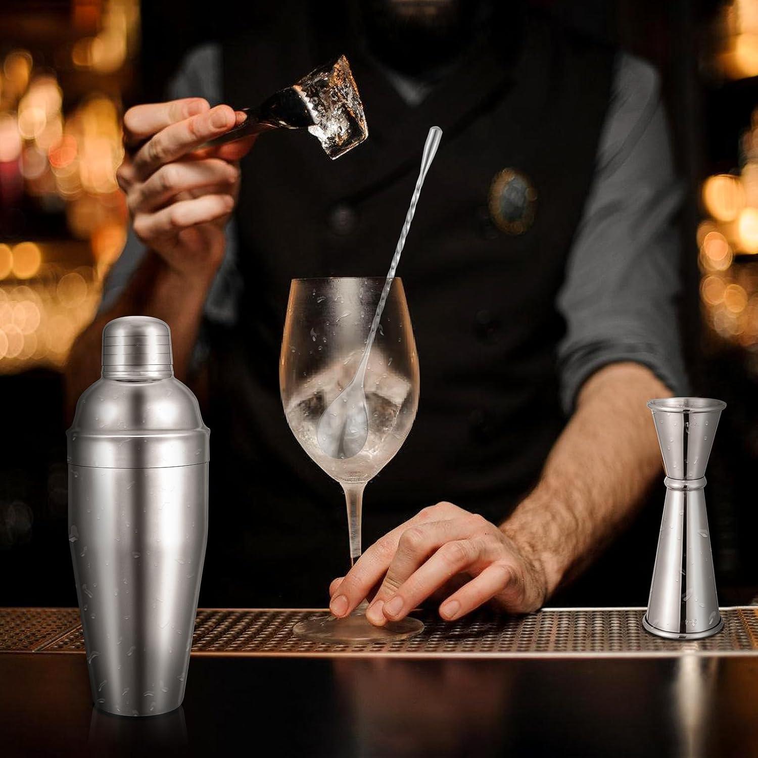 Shaker de cóctel BARsics 24 oz acero inoxidable con jigger y cuchara