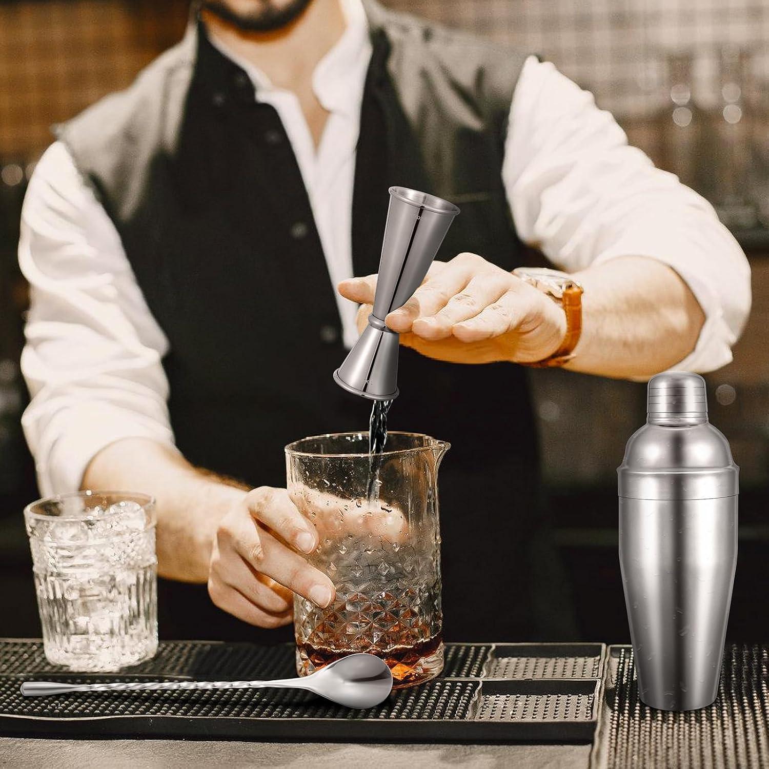 Shaker de cóctel BARsics 24 oz acero inoxidable con jigger y cuchara