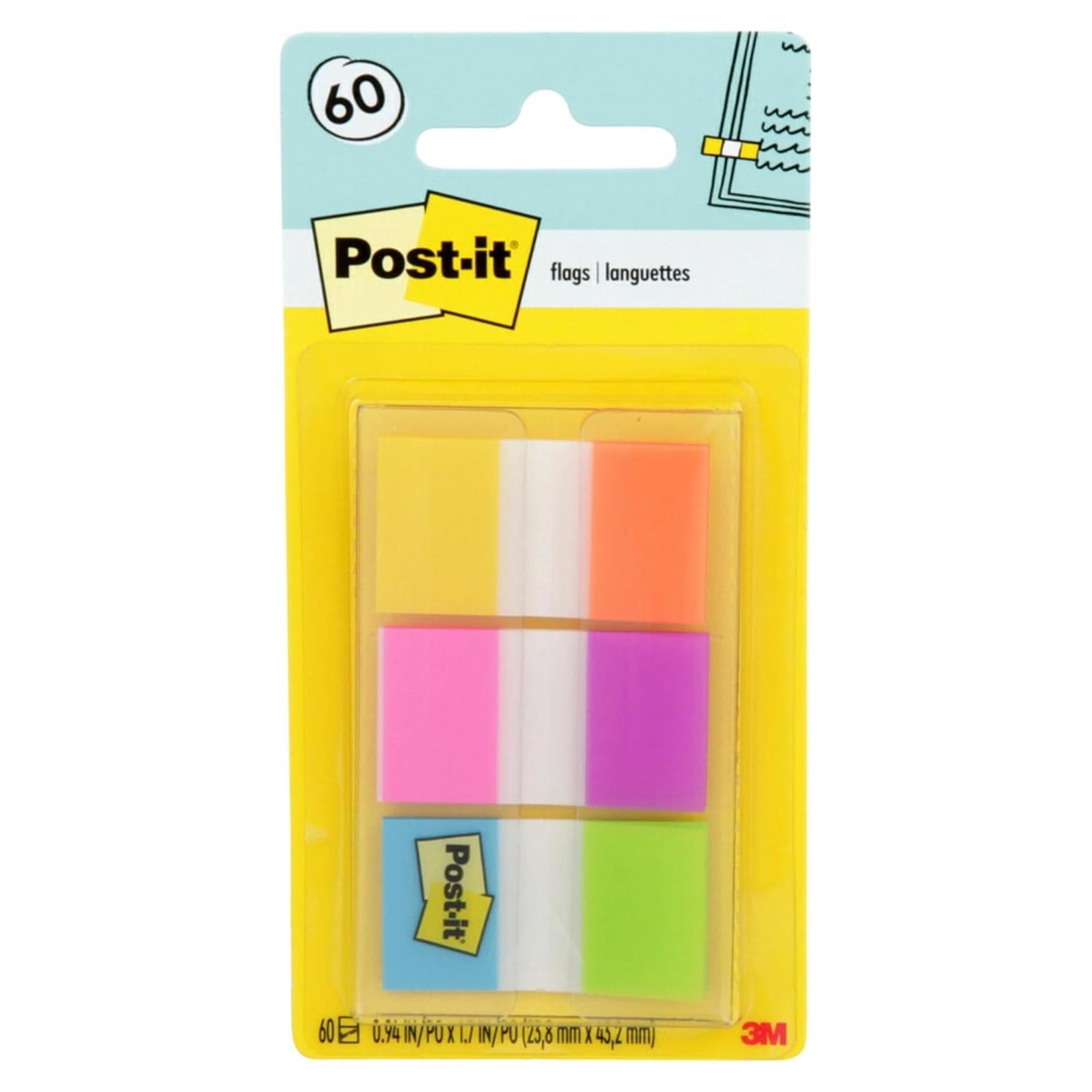 Banderas Post-it 60 Unidades Dispensador Portátil 2.39 cm