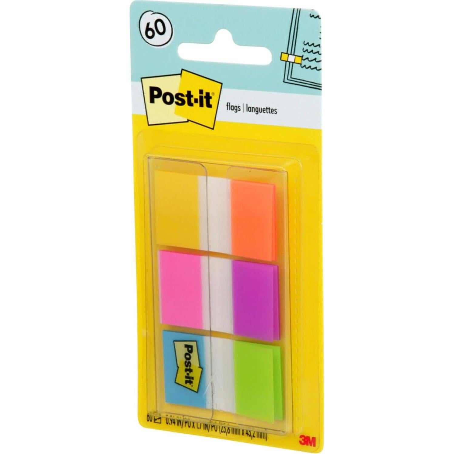 Banderas Post-it 60 Unidades Dispensador Portátil 2.39 cm