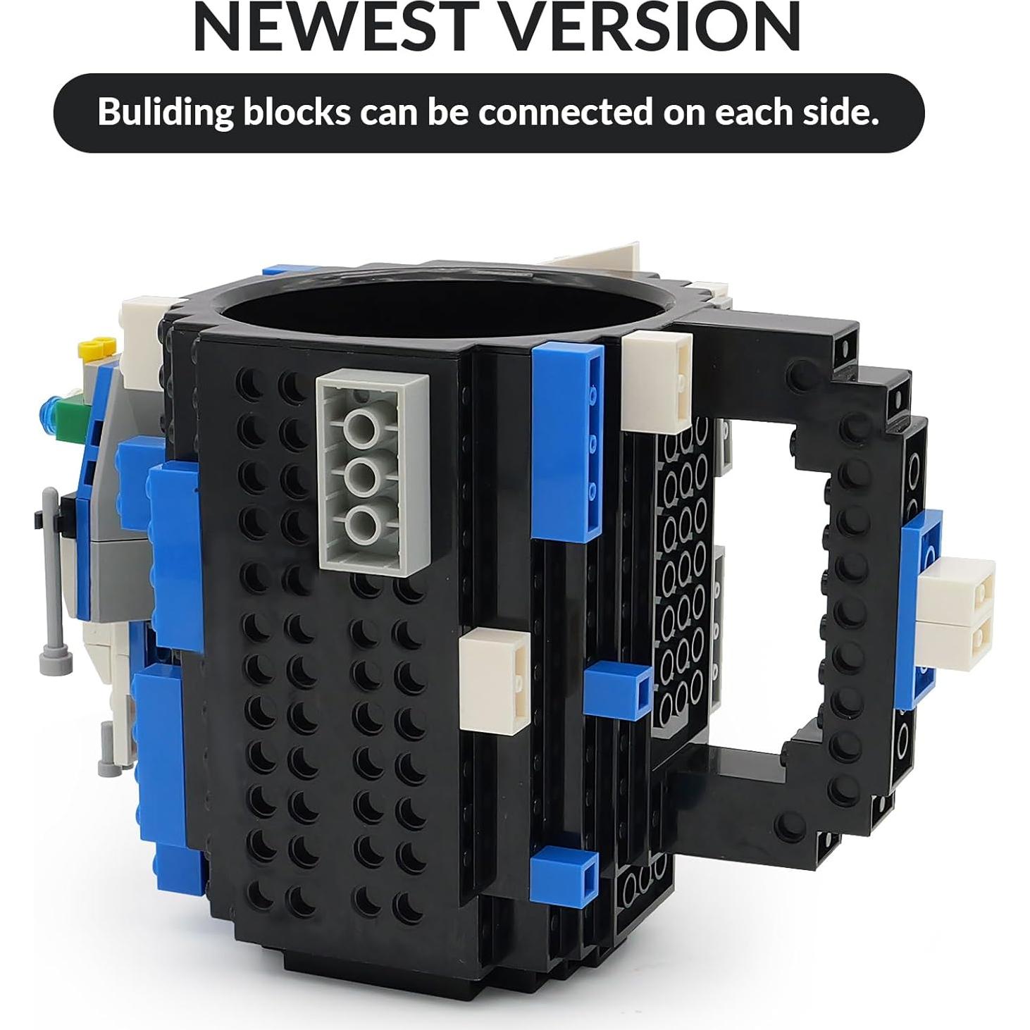 Taza de Café Lumsburry Build-on Brick Negra - Regalo Divertido