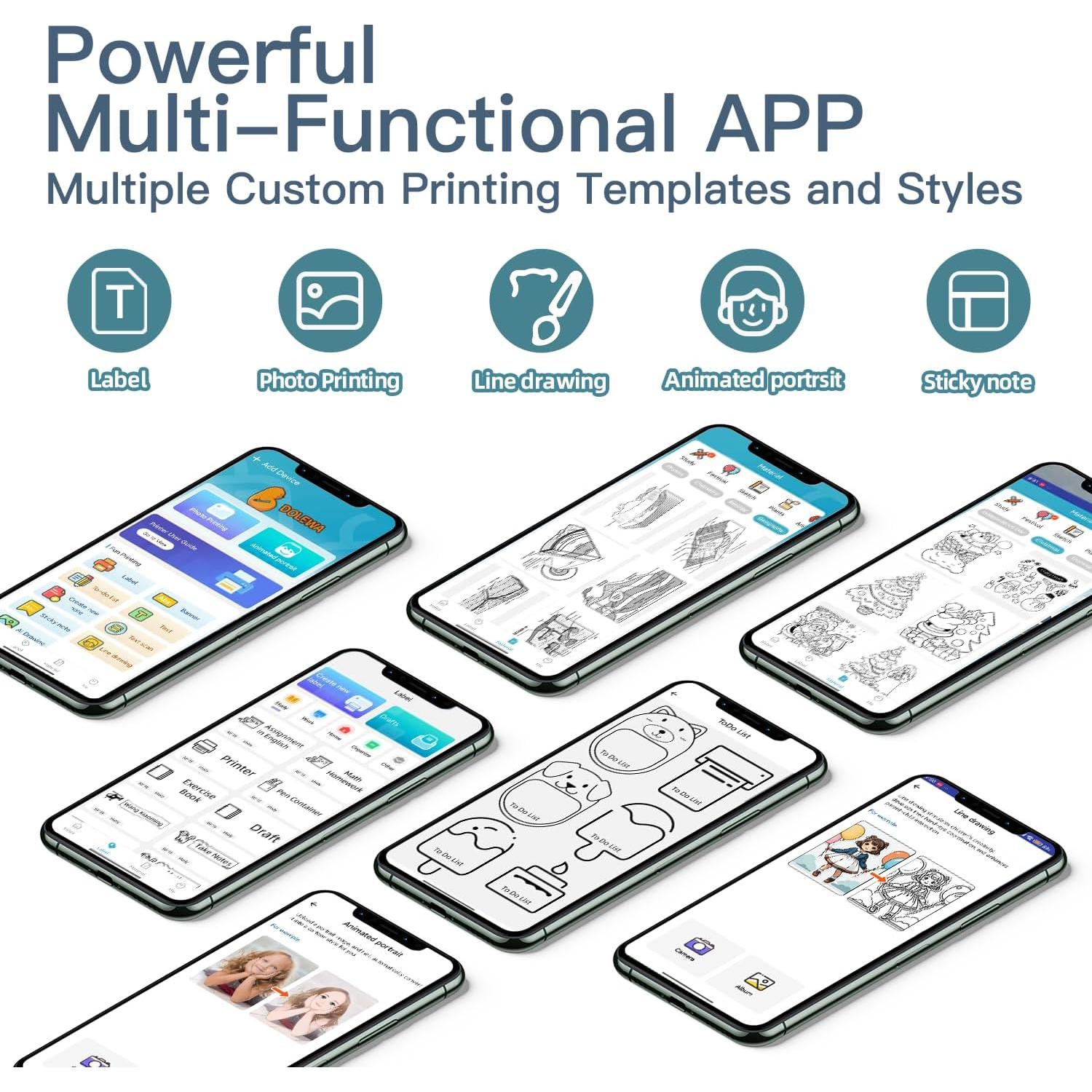 Impresora de Etiquetas DOLEWA D5 Mini Bluetooth Verde 7 Rollos