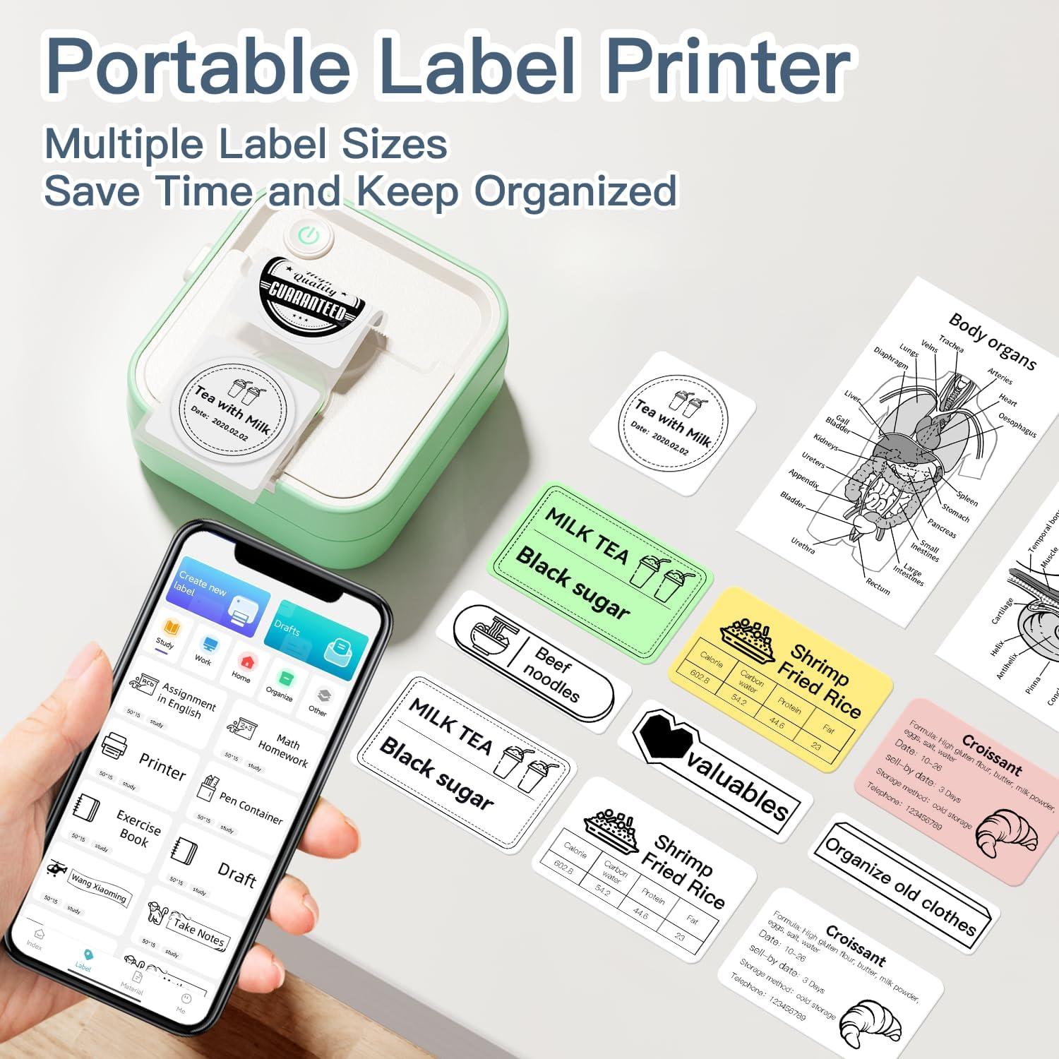 Impresora de Etiquetas DOLEWA D5 Mini Bluetooth Verde 7 Rollos