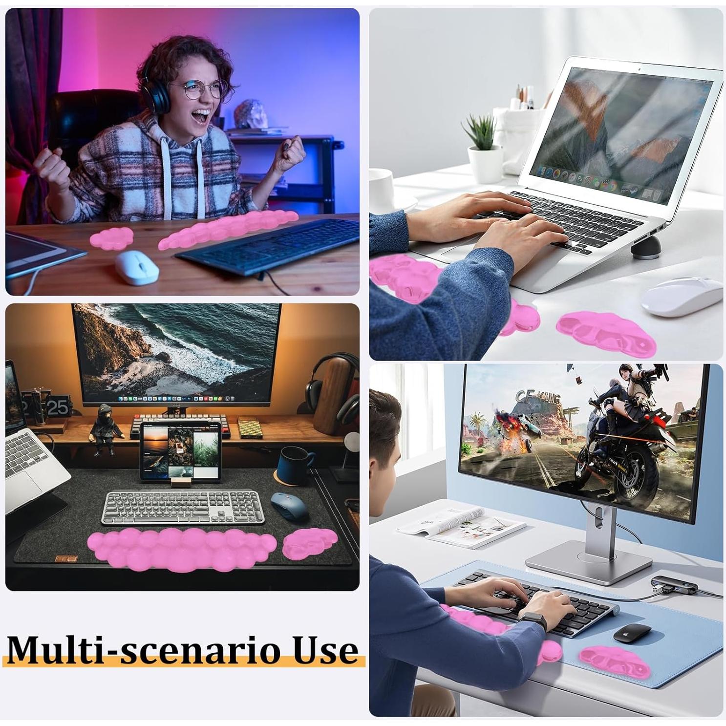 Reposamuñecas de Gel Ergonómico XIAONAN Rosa para Teclado y Ratón