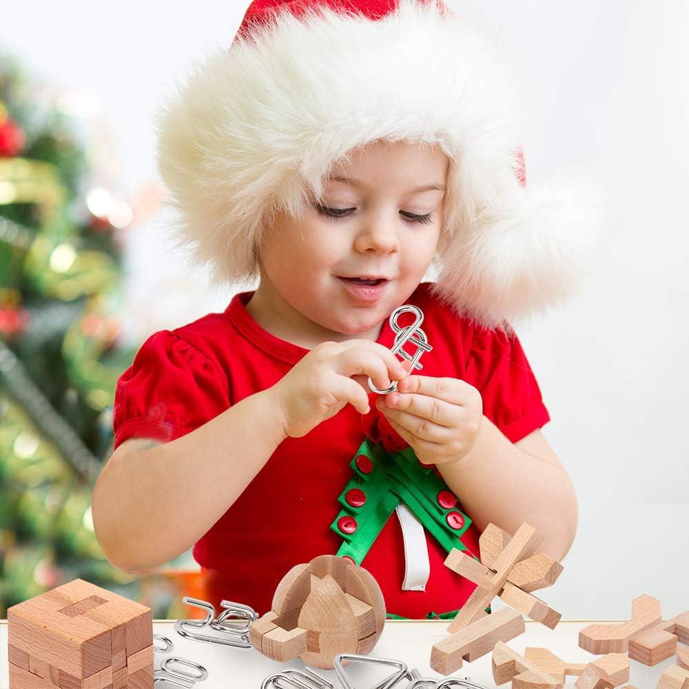 Rompecabezas de Metal y Madera LESONG 9 Piezas Educativos