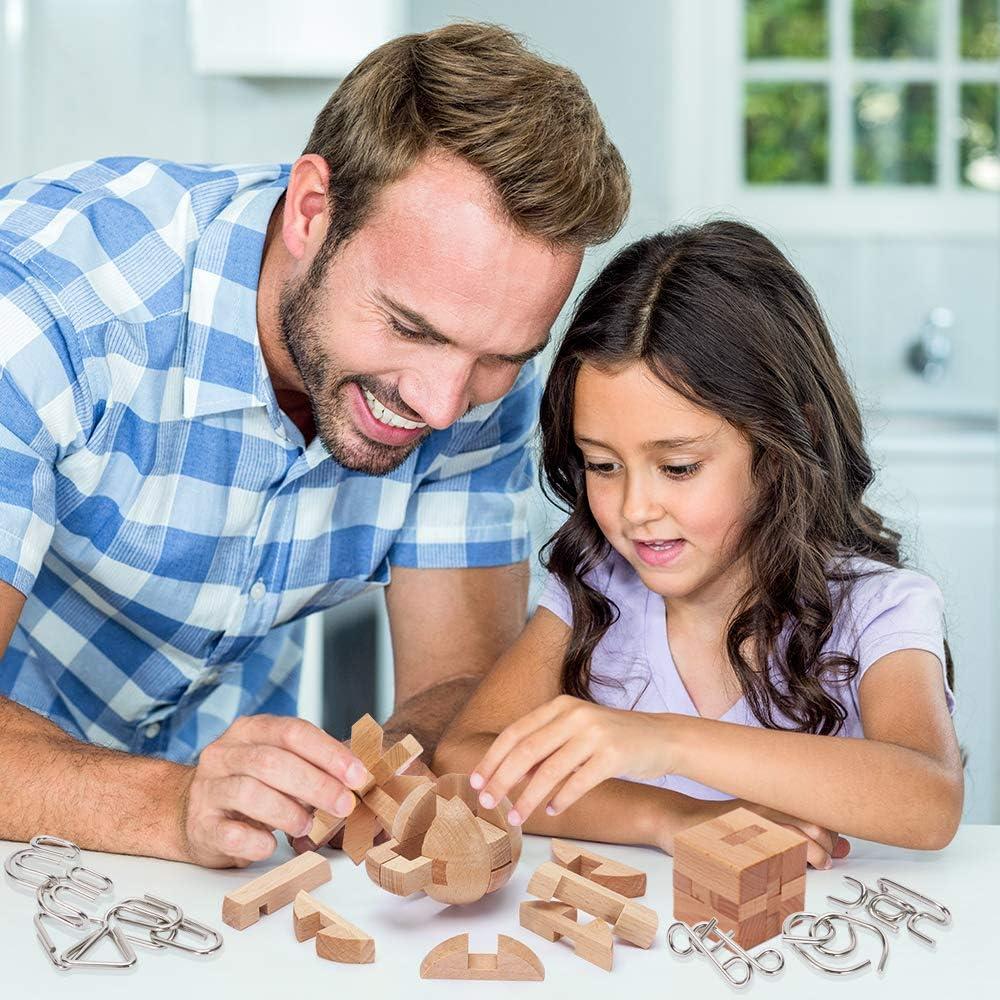 Rompecabezas de Metal y Madera LESONG 9 Piezas Educativos