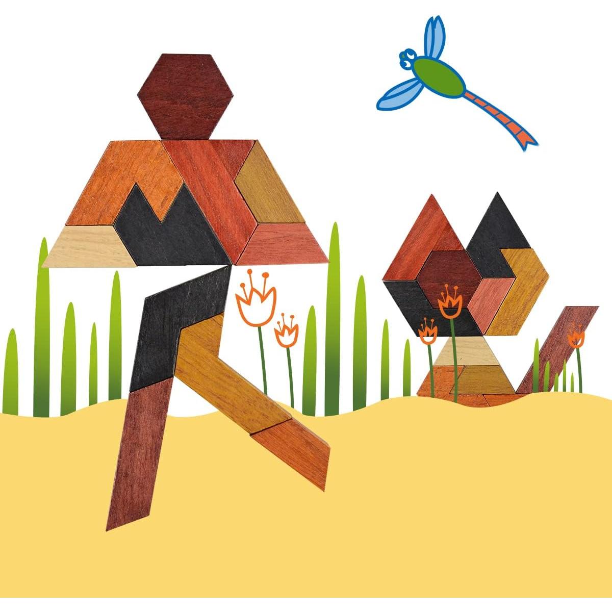 Rompecabezas Hexágono Tangram de Madera ROMPECABEZAS 14 cm