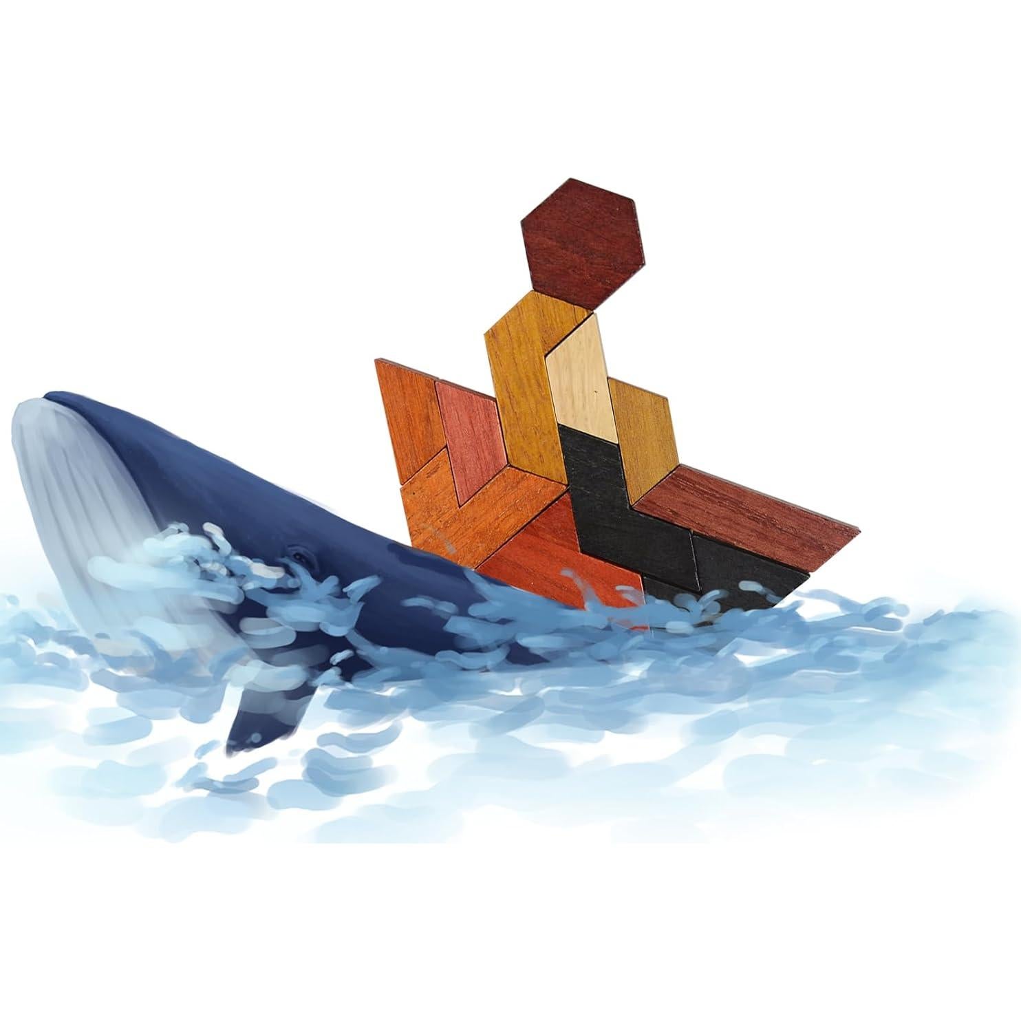 Rompecabezas Hexágono Tangram de Madera ROMPECABEZAS 14 cm