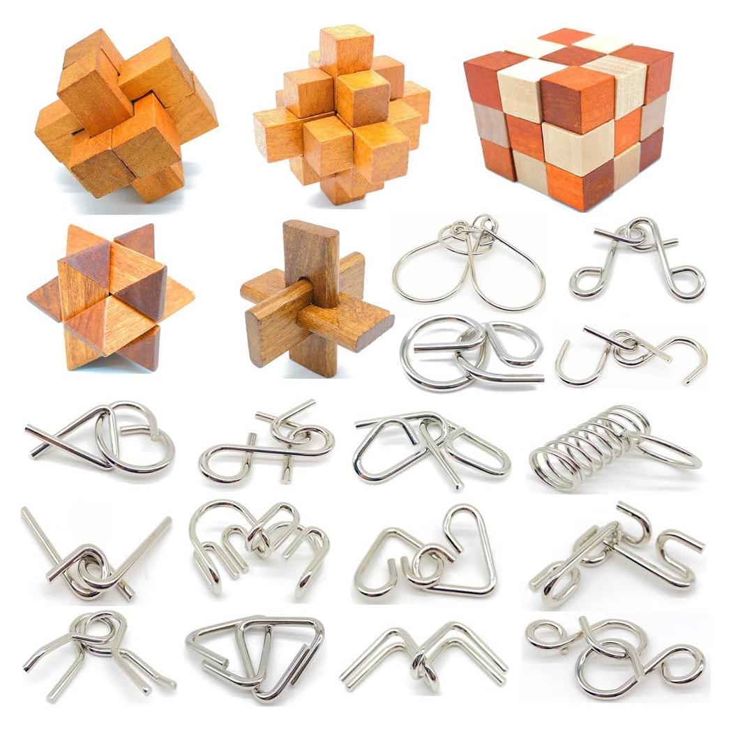 Rompecabezas 3D Guaishou IQ de Madera y Metal 21 Piezas