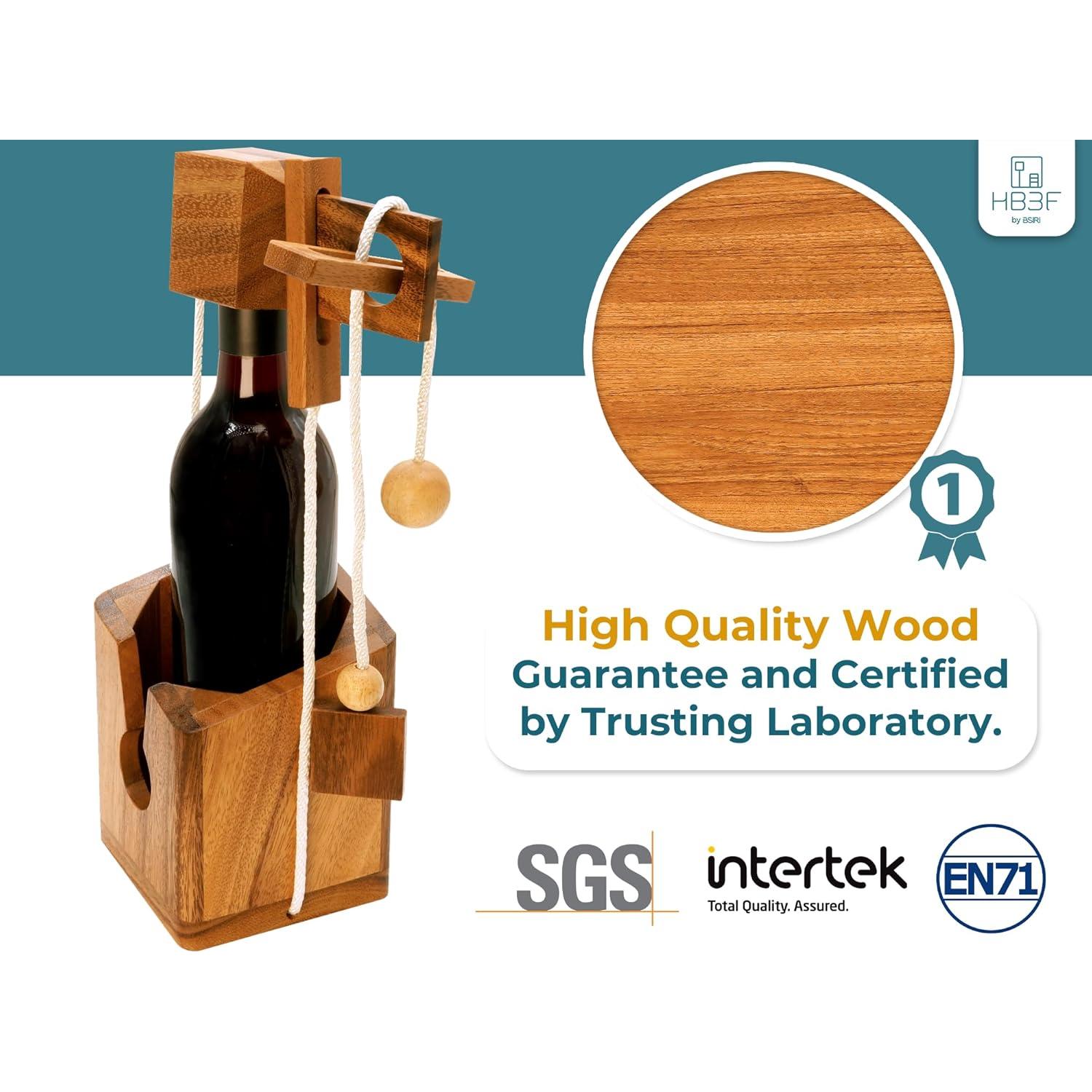 Rompecabezas de Botella BSIRI - Soporte de Madera 3D Desafiante