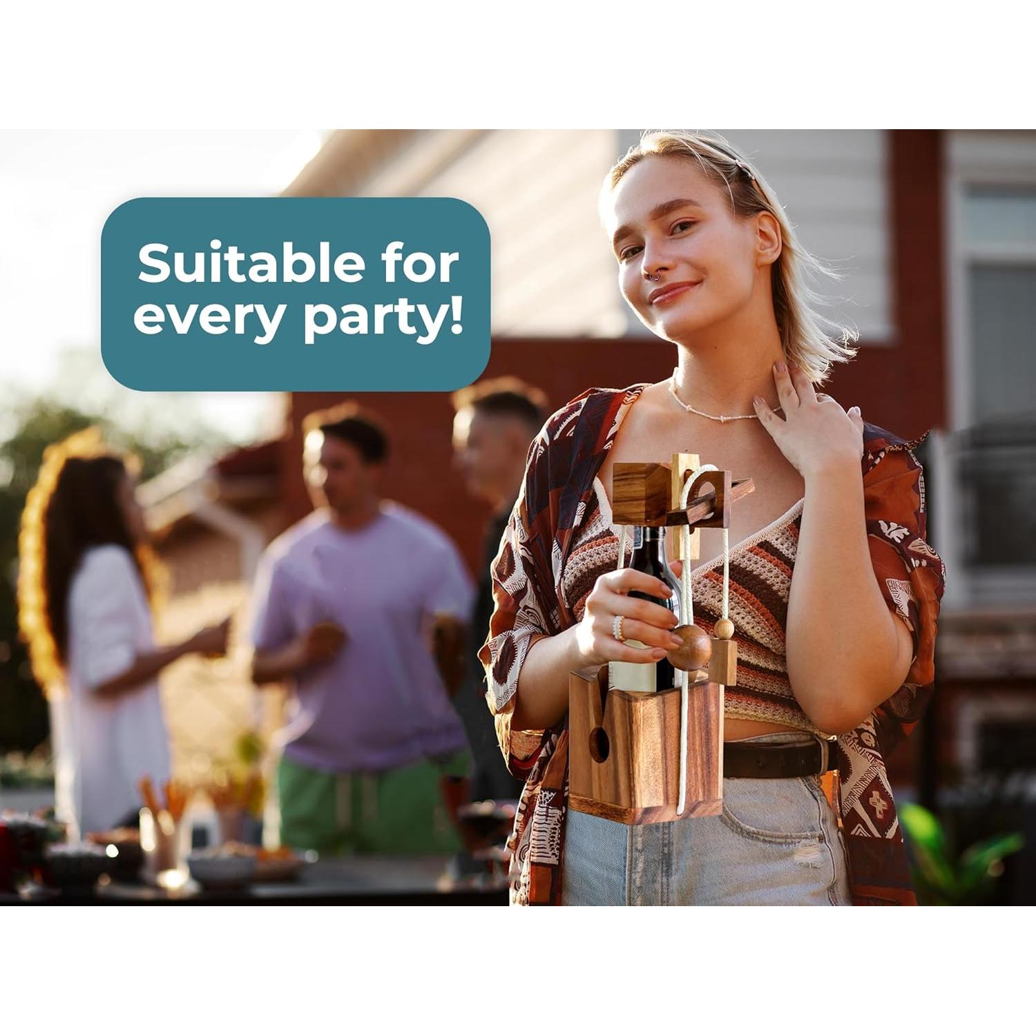 Rompecabezas de Botella BSIRI - Soporte de Madera 3D Desafiante