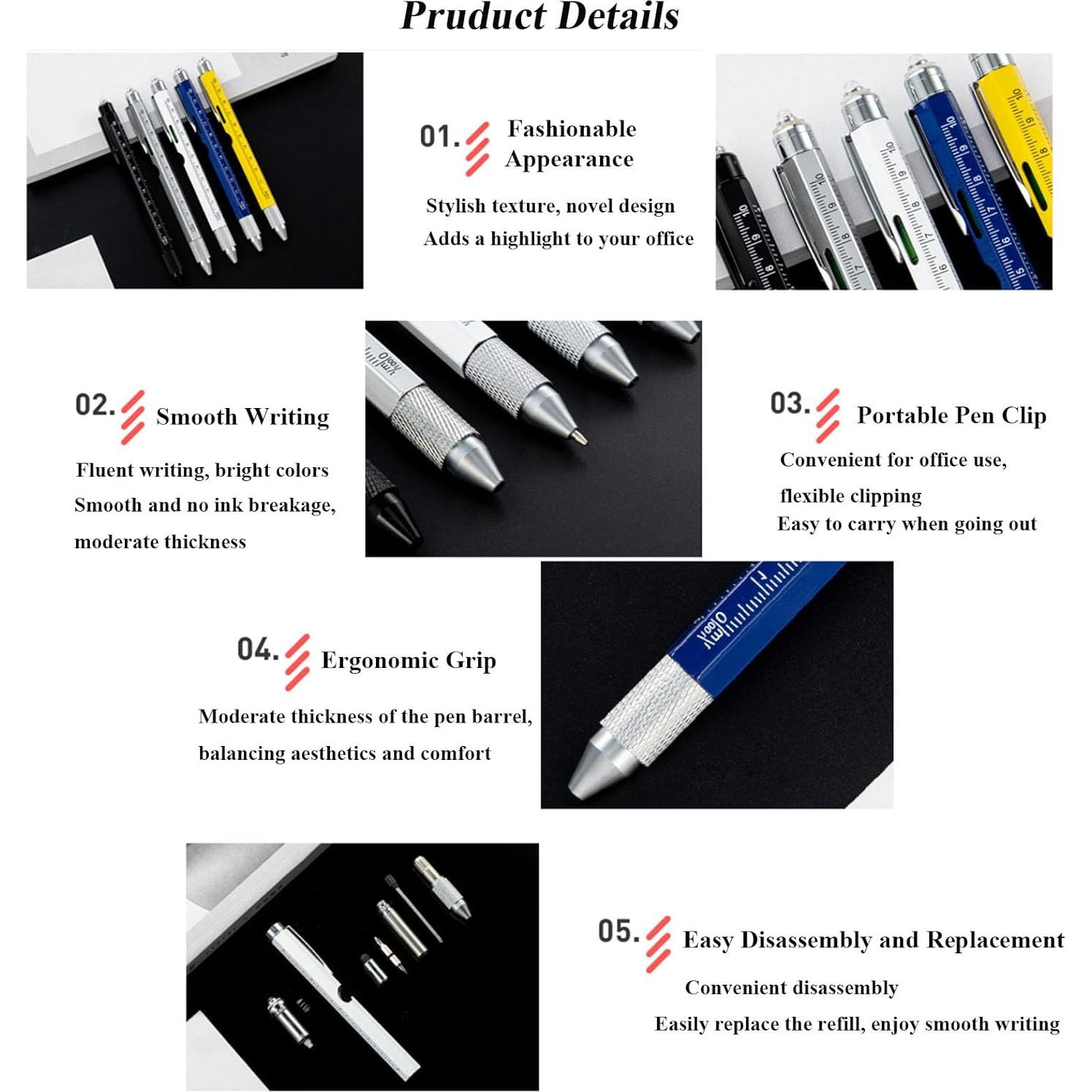 Bolígrafo Multiherramienta 7 en 1 ZPRODESTD Amarillo