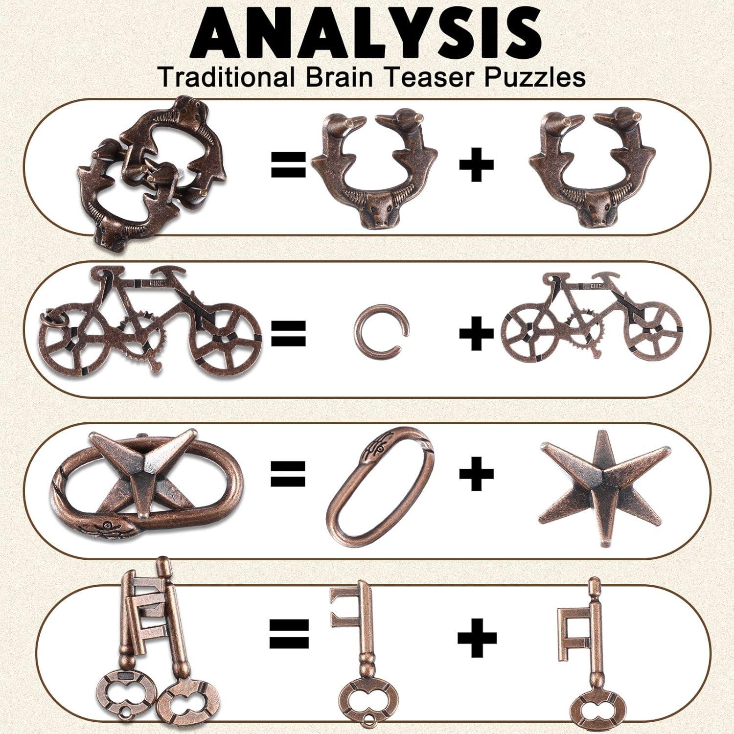 Rompecabezas de Metal Wettarn 9 Piezas Desafío Lógico