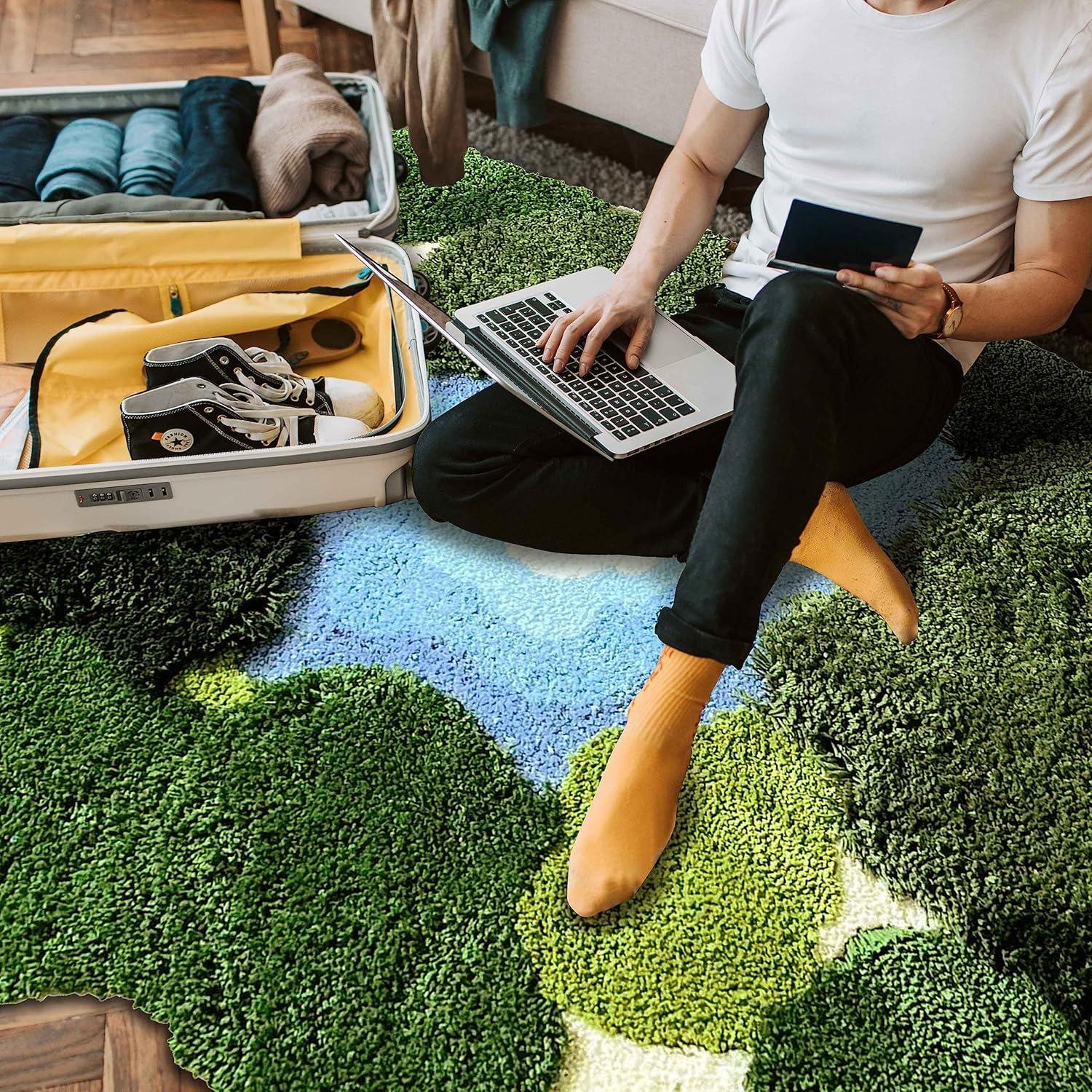 Alfombra de Musgo 3D THRILRUG Ovalada 0.51x0.89m Antideslizante